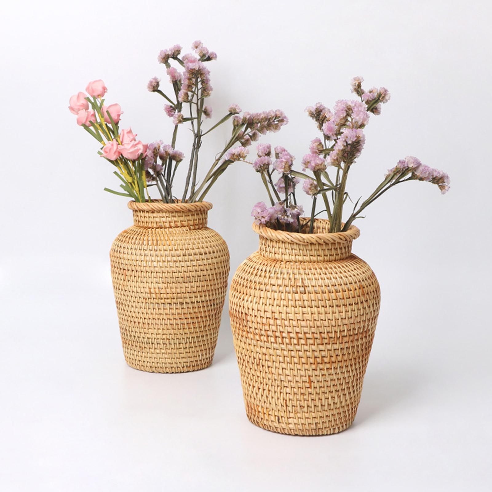 Rattan Vase Wicker Vases Flower Pot Holder Supplies Decor for Office Wedding