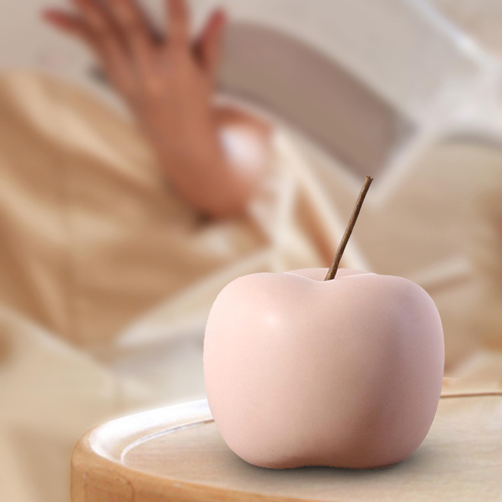 Ceramic Apple Figurine Creative Collectible Ornament for Home Cabinet Decor Pink