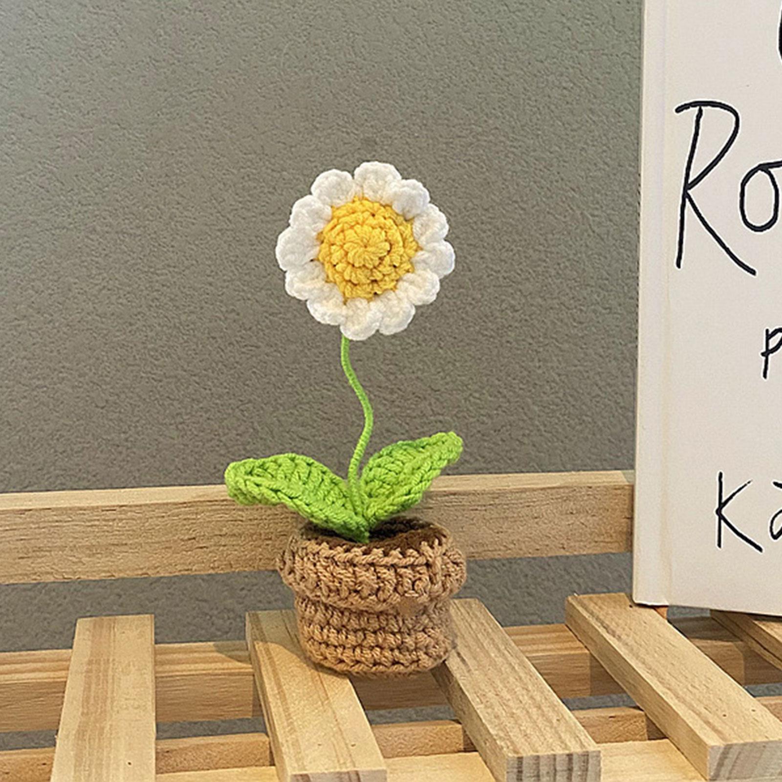 Handmade DIY Beginner Crochet Kit for Adults and Kids Includes Yarn, Hook White Sunflower