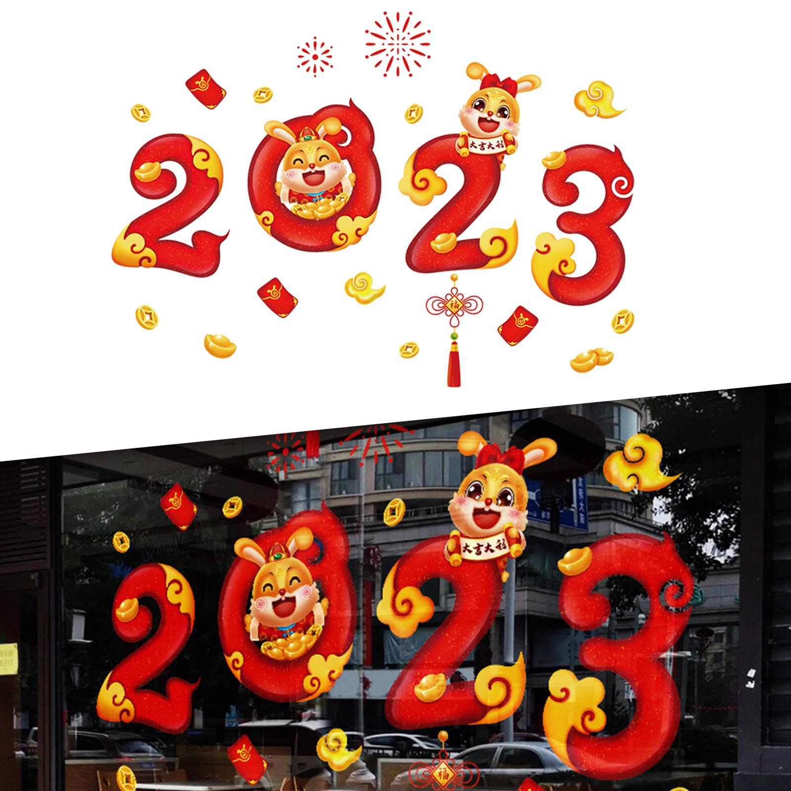 Window Clings Display Creative New Year Window Stickers for Restaurant Props style A