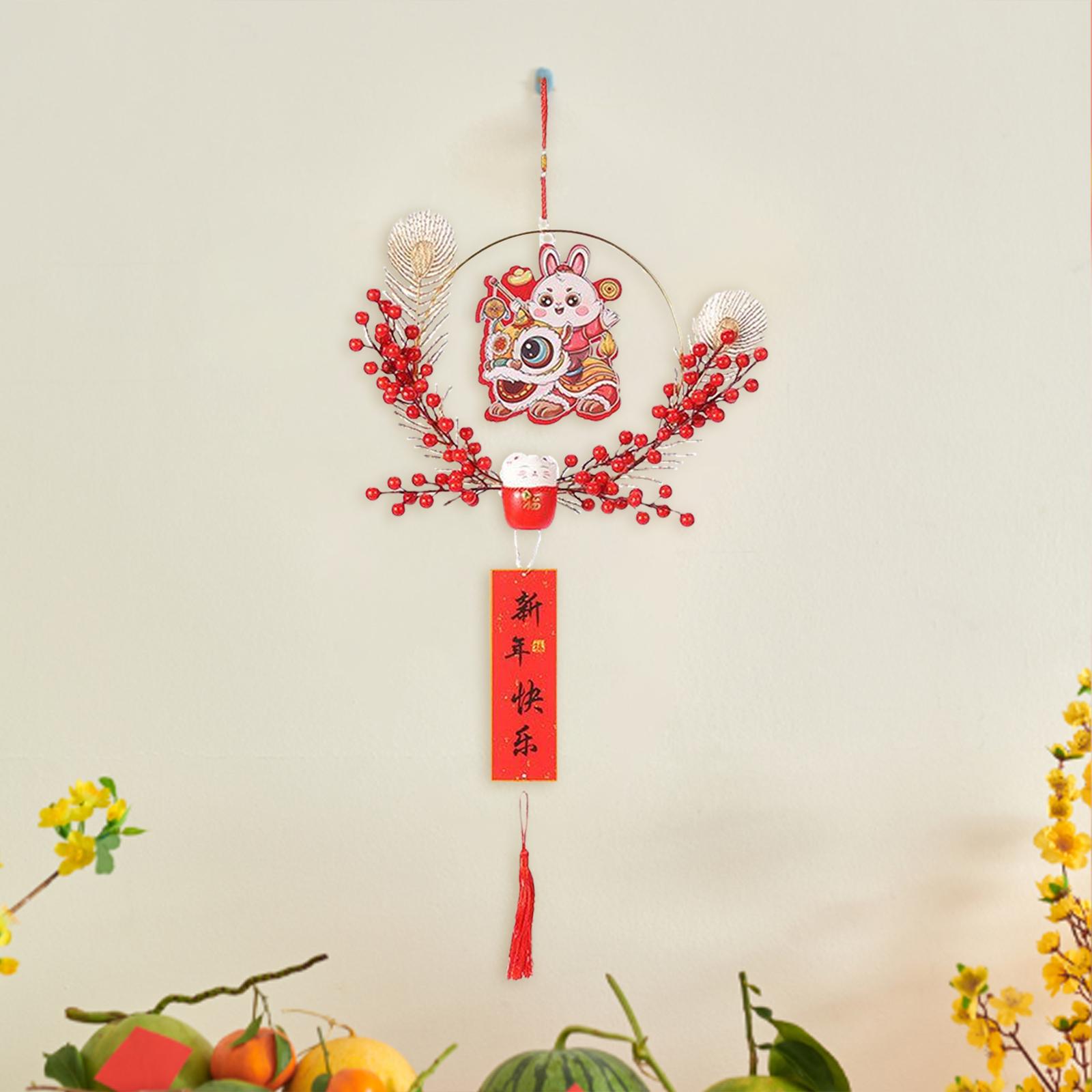 Chinese New Year Hanging Decorations Ornament Wreath Pendant for Decor Style C