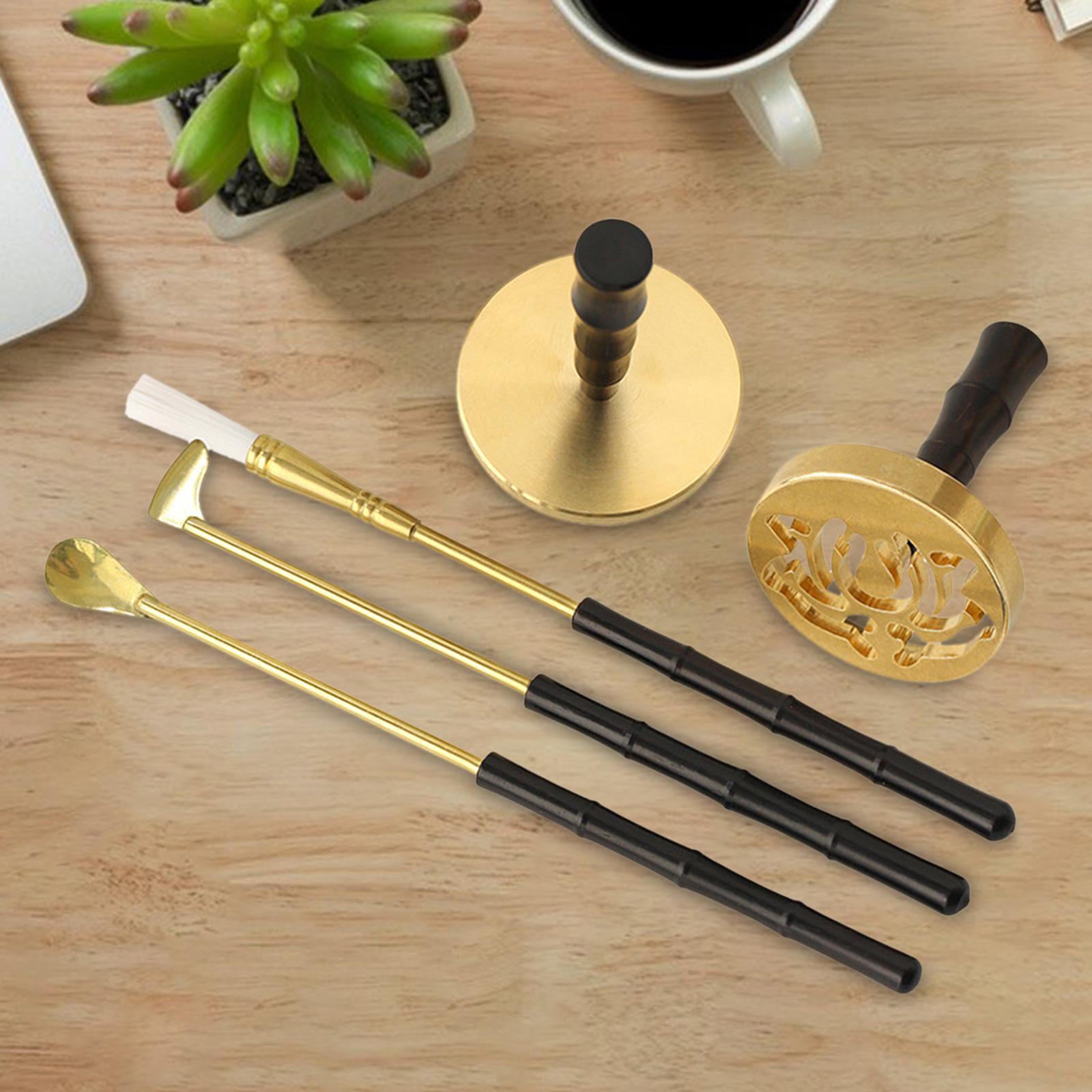 5 Pieces Brass Incense Tool Set Incense Making Kit Shovel Spoon Brush