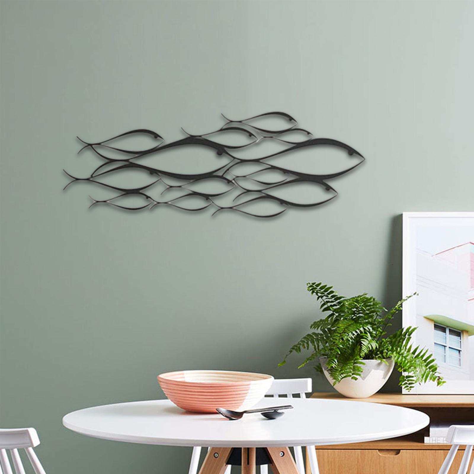 Creative Fish Wall Sculpture Decorative Metal for Home Living Room Indoor 55cmx20cm