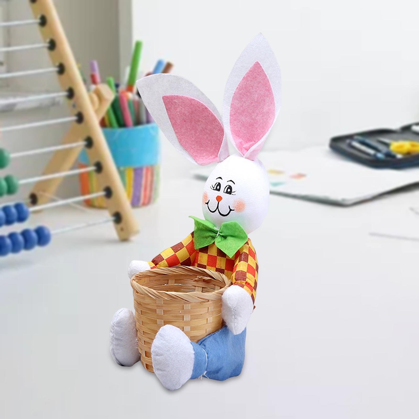 Funny Easter Rabbit Basket Eggs Candy Gift Basket Crafts Decoration Home Blue Pants