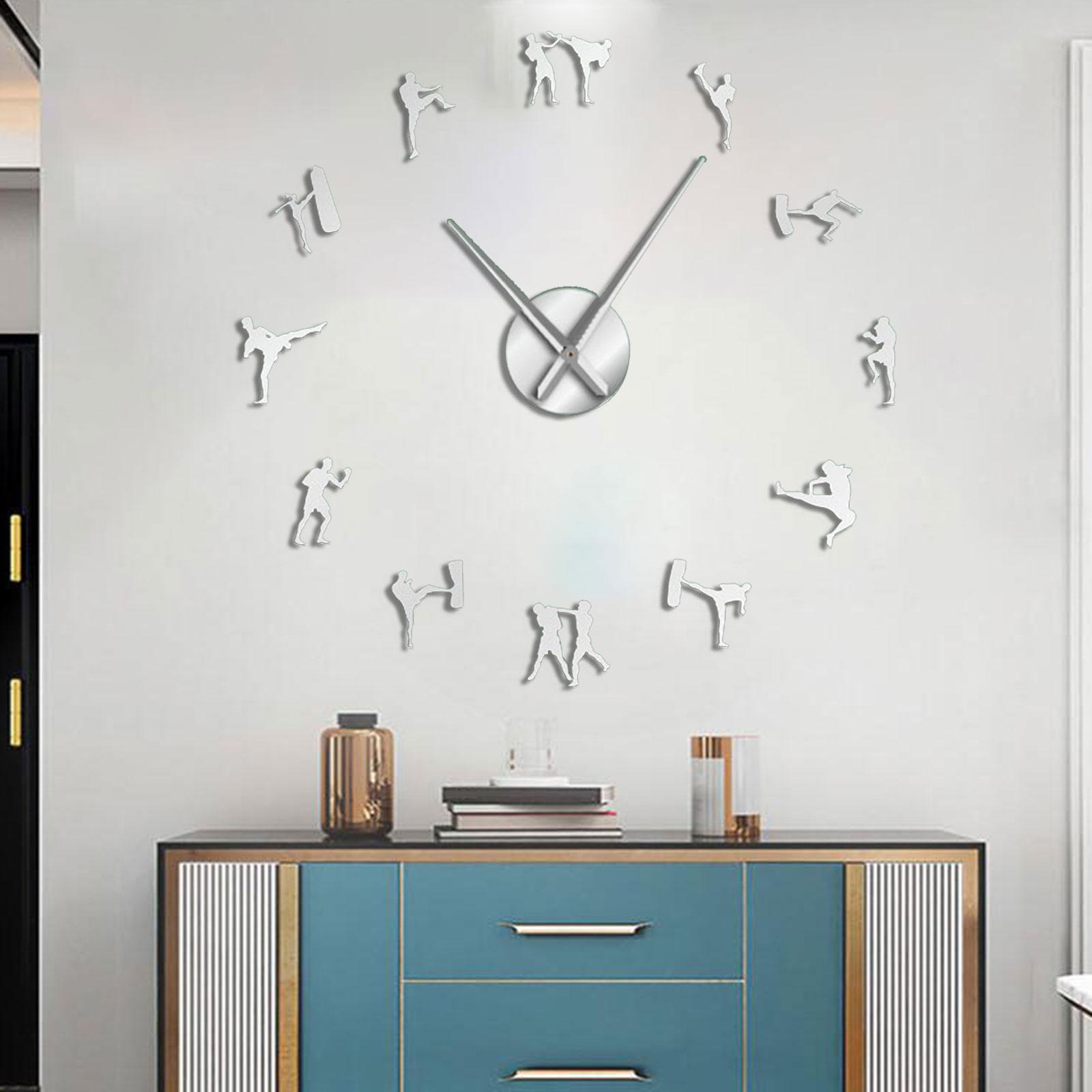 DIY Large 3D Wall Clock Non Ticking for Office Kitchen Home Decoration Argent 27 Inches
