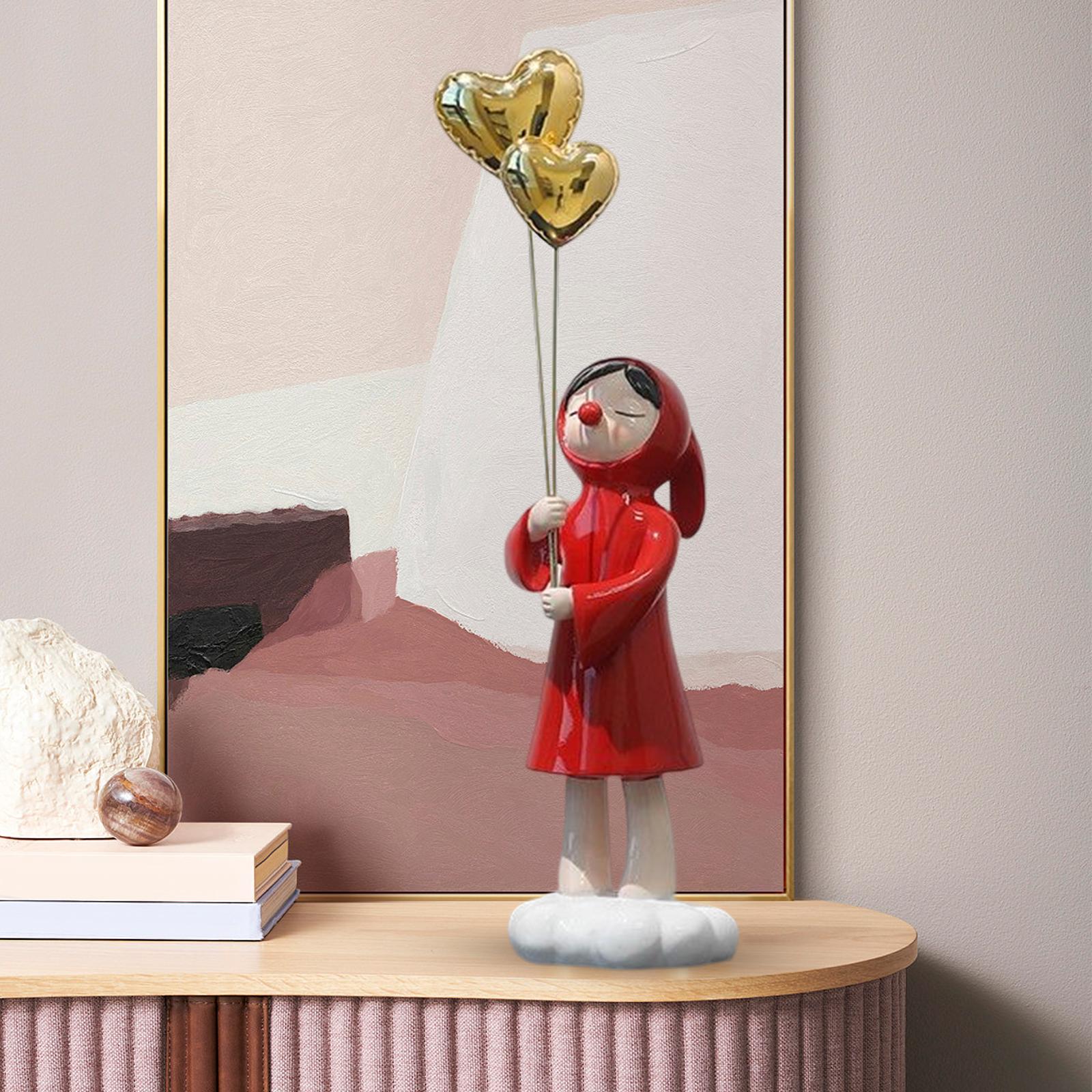 Girl Balloon Statue Figurine Collectible Sculpture for Living Room Ornament