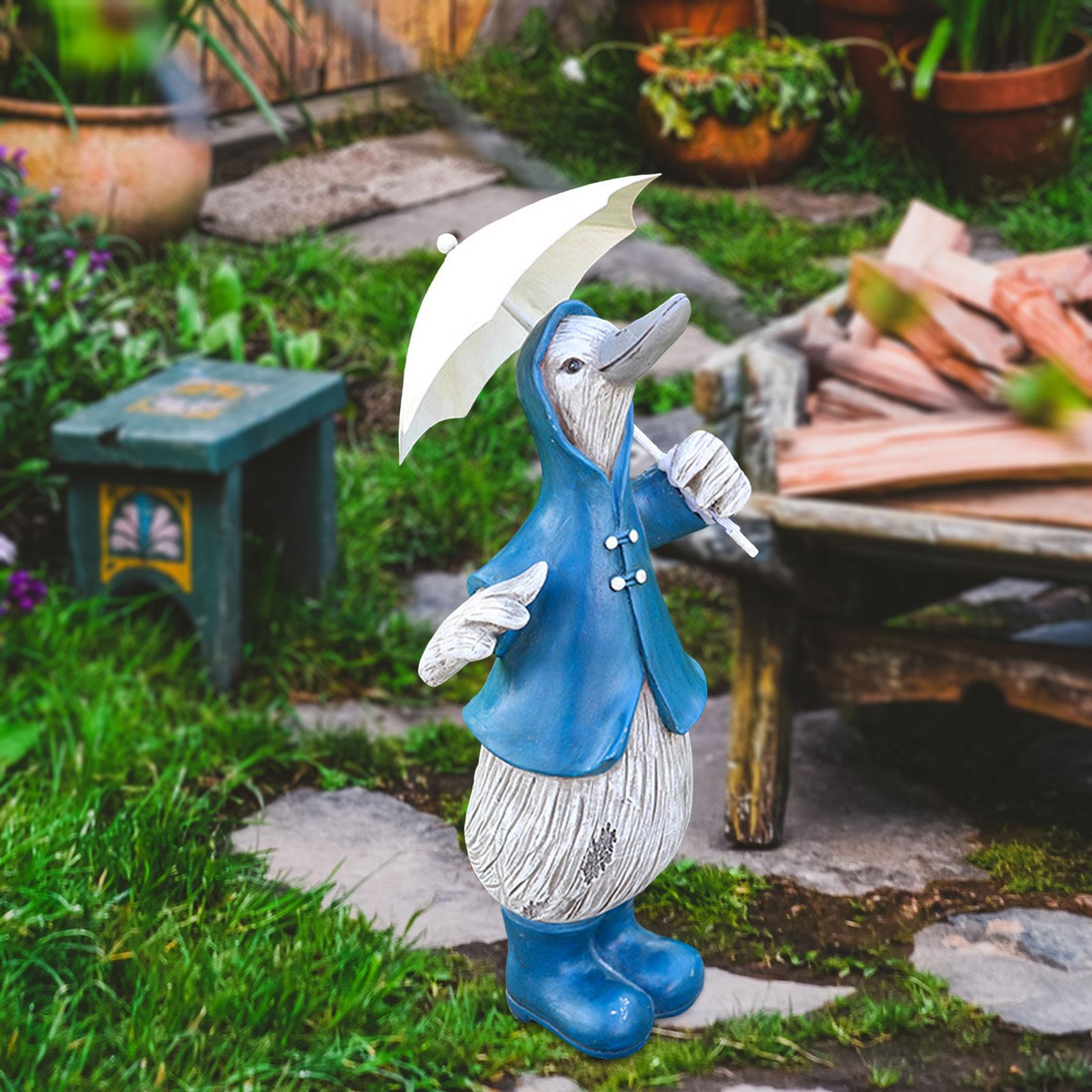 Duck Statue Garden Figurine Resin Craft for Outdoor Indoor Pond Decoration Blue