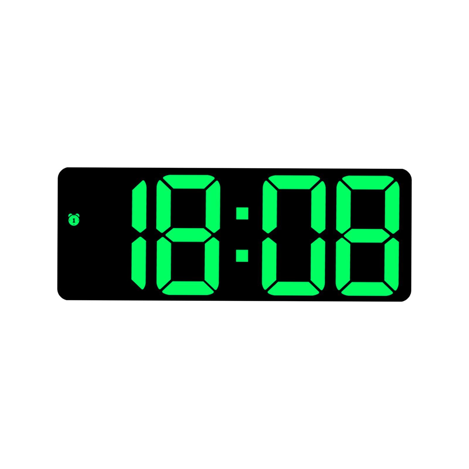 Digital Wall Clock Desk LED Desktop Alarm Clock for Living Room Adult Office Green