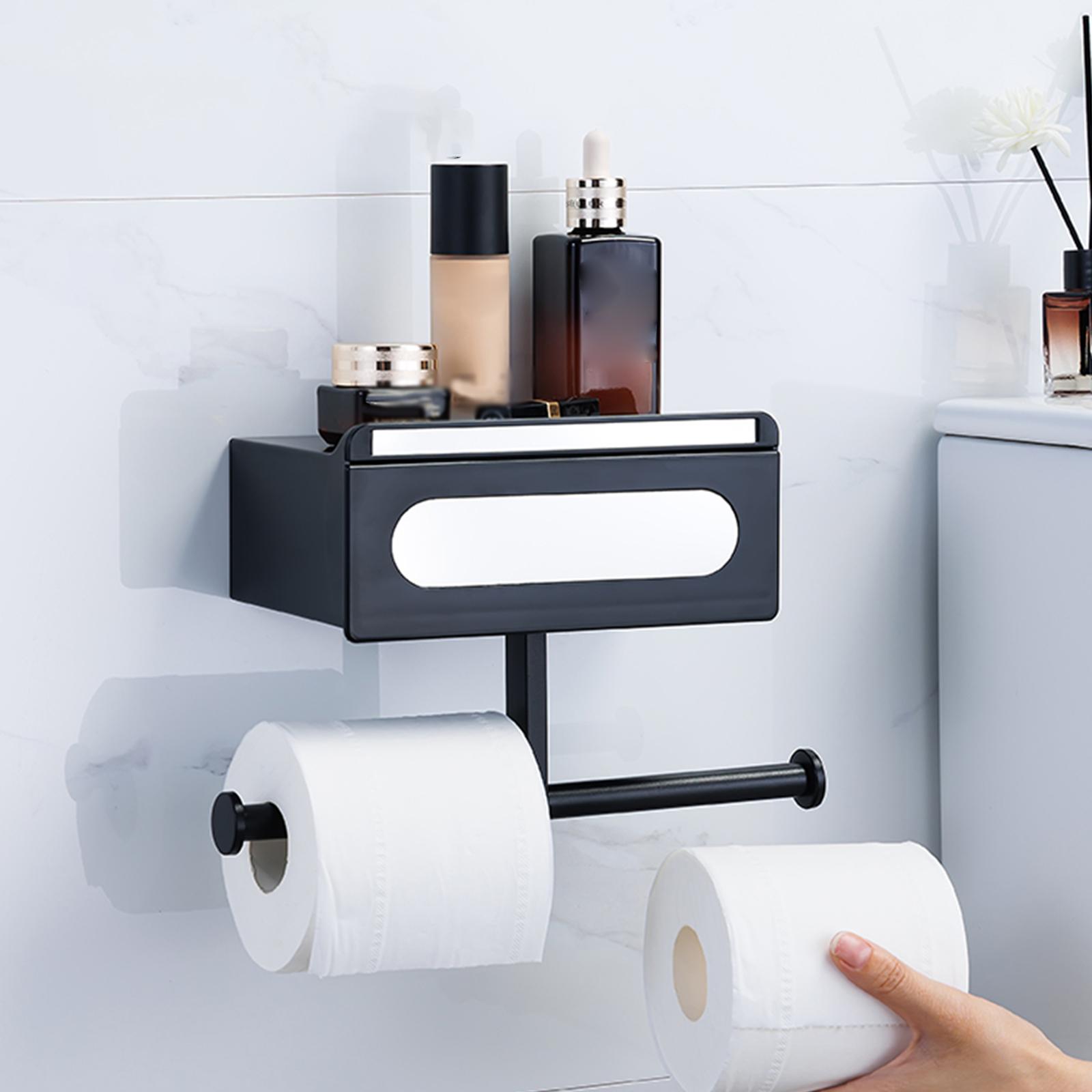Wall Mounted Toilet Paper Holder Multifunctional Toilet Paper Roll Dispenser Black Style B