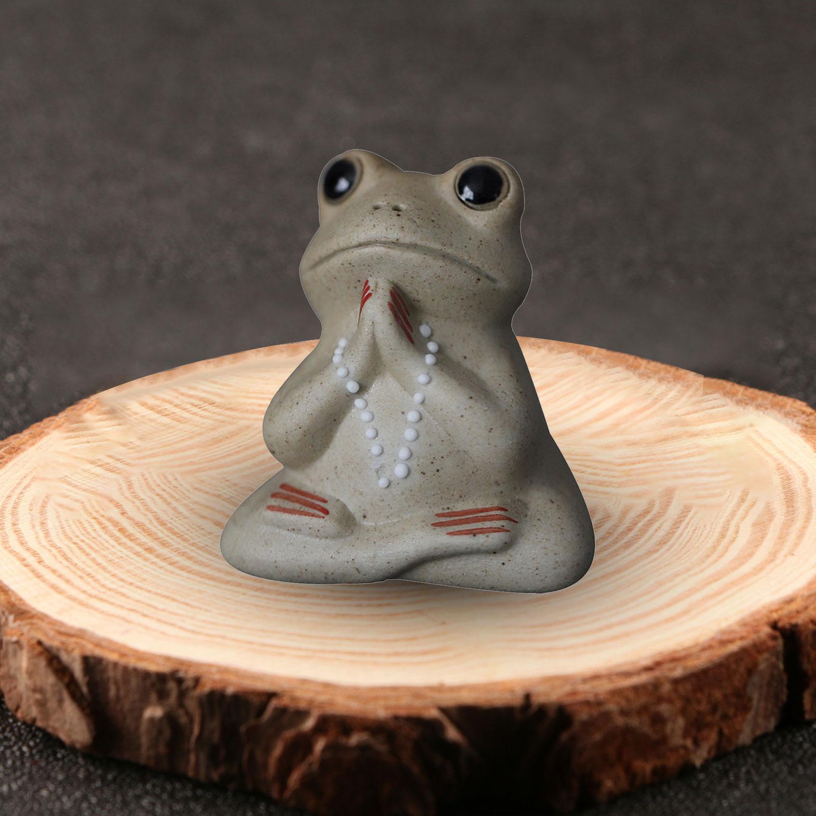 Ceramics Frog Tea Pet Figurine Small Animal Statues Elegant Accessory Lovely Style A