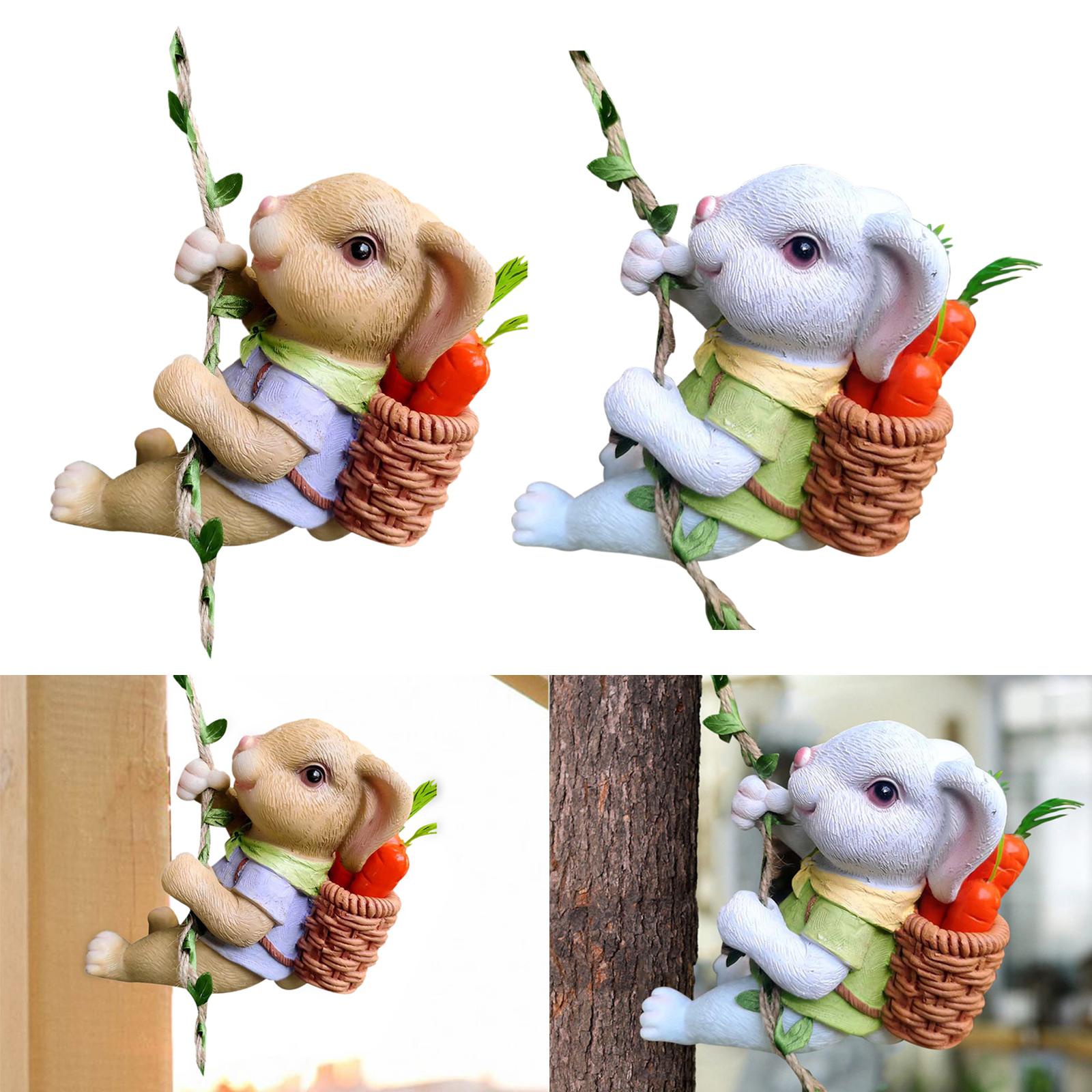Indoor Outdoor Figurines Cute Climbing Bunny Statues for Wedding Fence Party Yellow