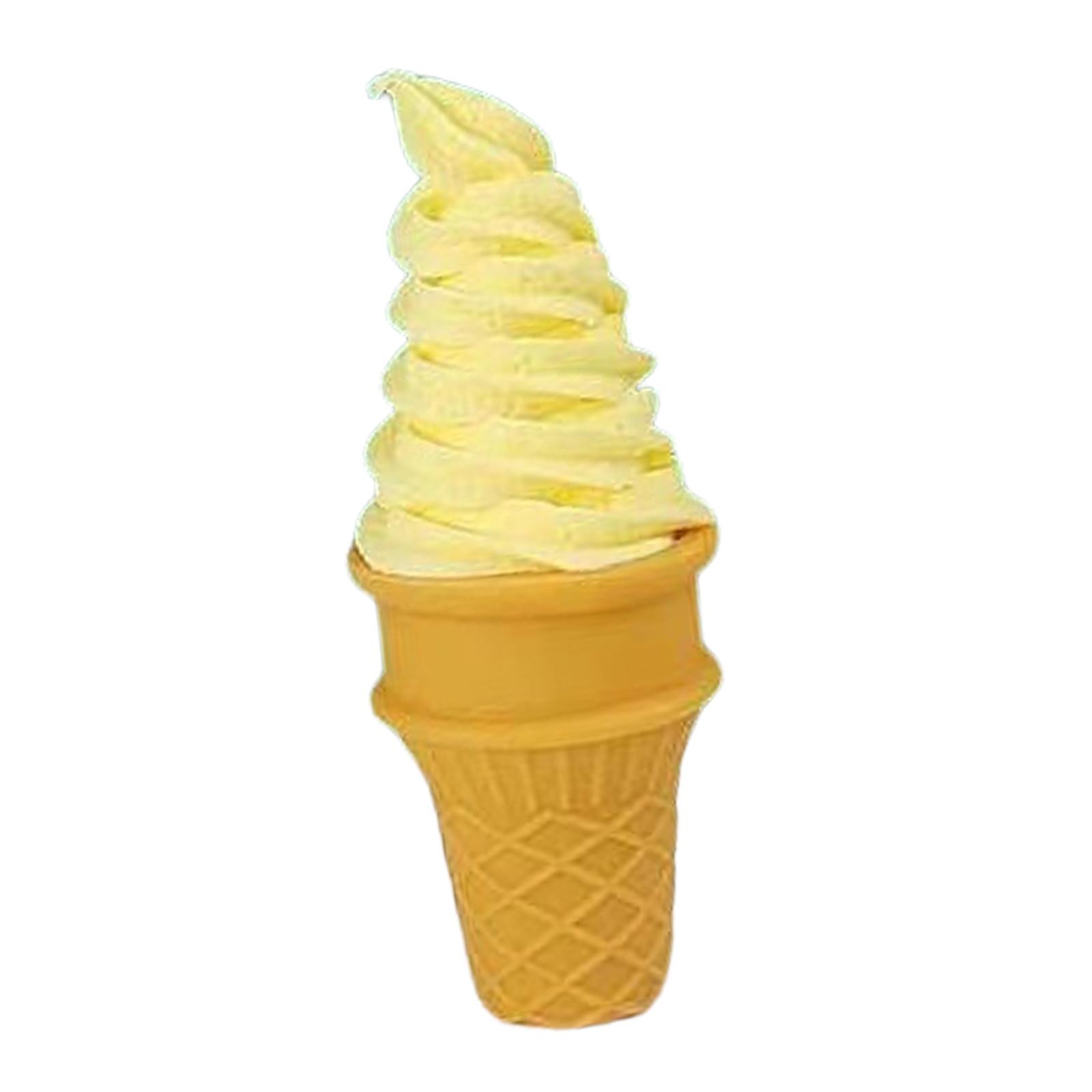 Fake Ice Cream Cone Food Model for Display Dessert Photo Props Desktop Decor Yellow