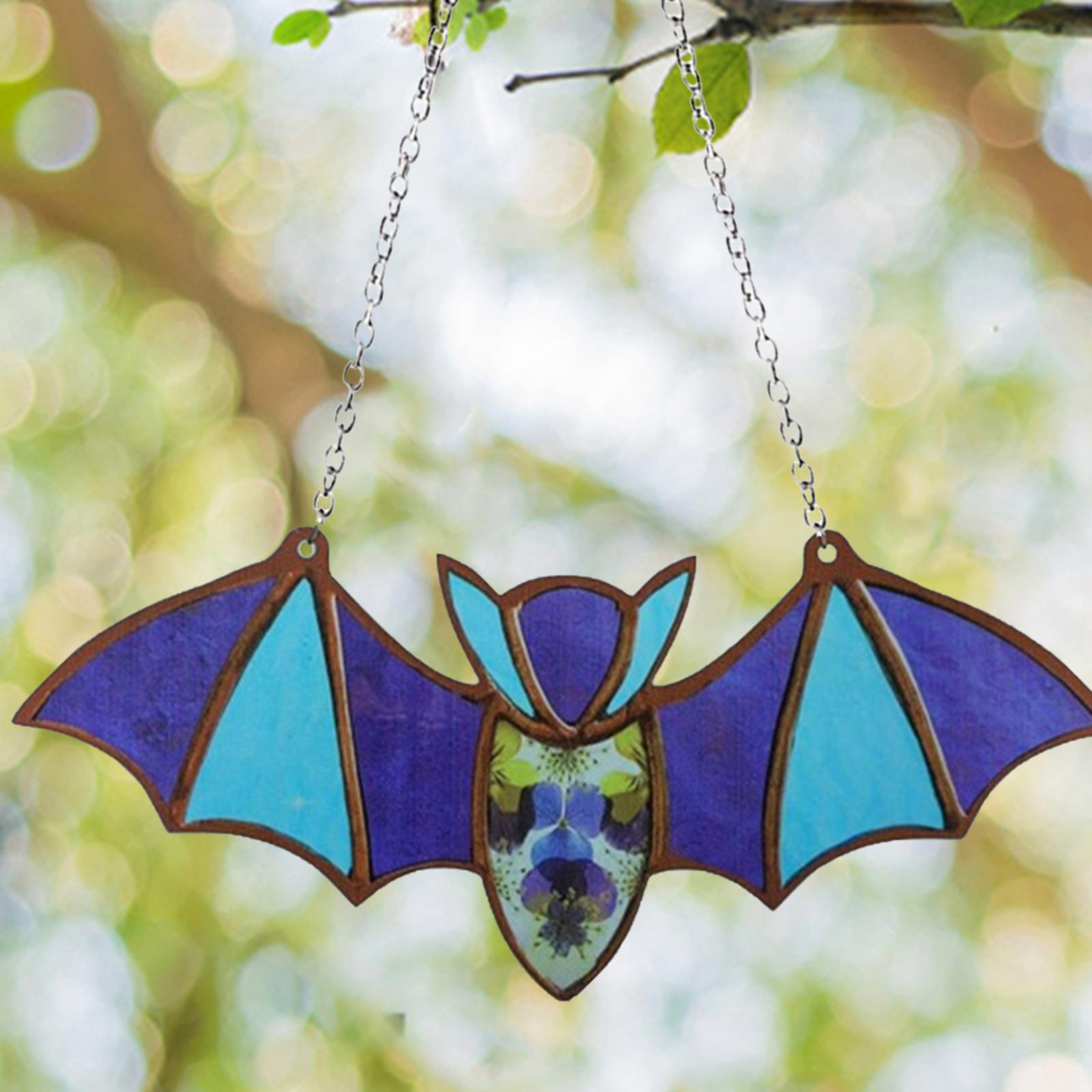 Hanging Bat Decoration Bat Stained Glass Window Hanging for Yard Bar Bedroom Style E