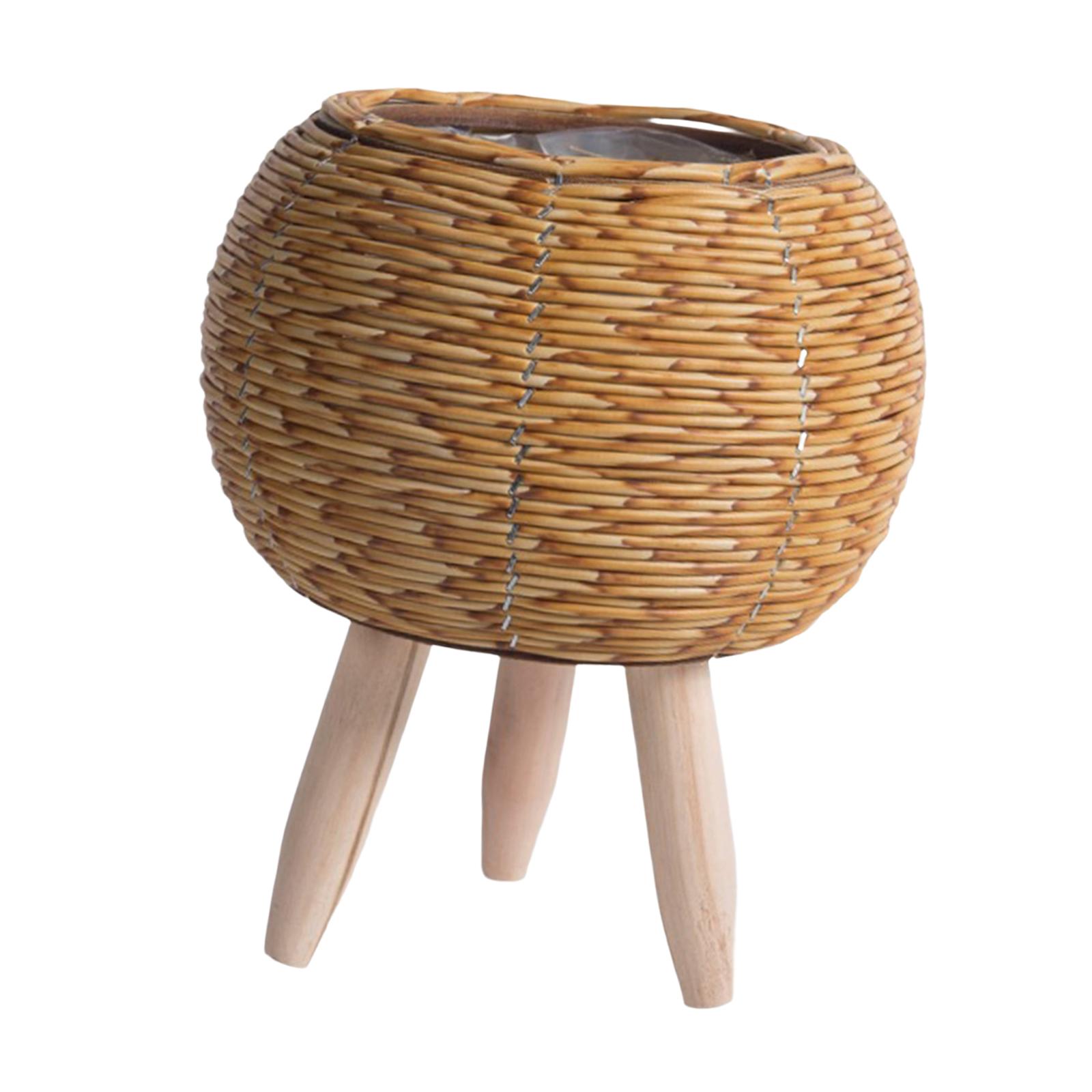 Woven Basket Plant Stand Light Brown