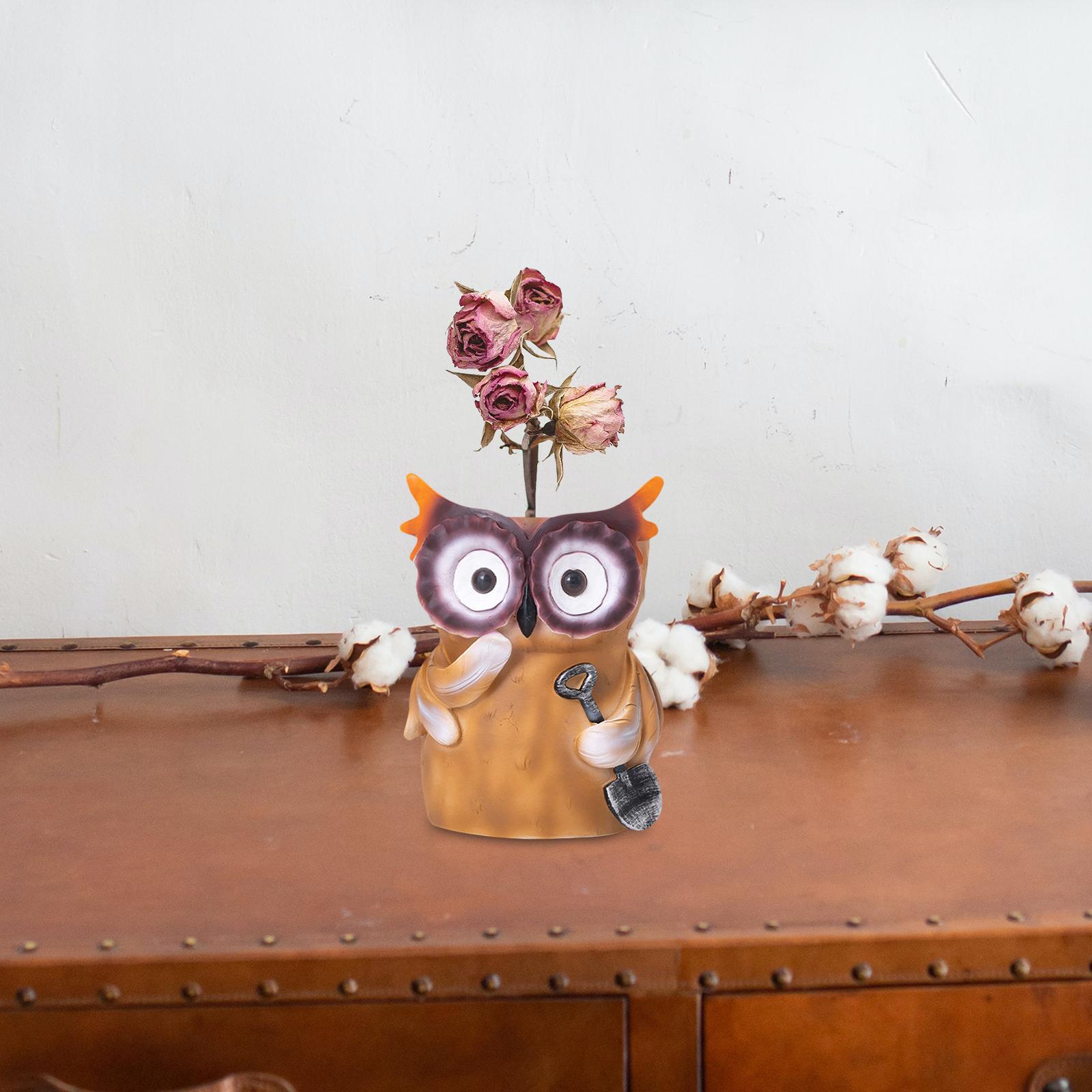 Owl Planter Decorative Table Succulent Pots for Office Bookshelf Dining Room