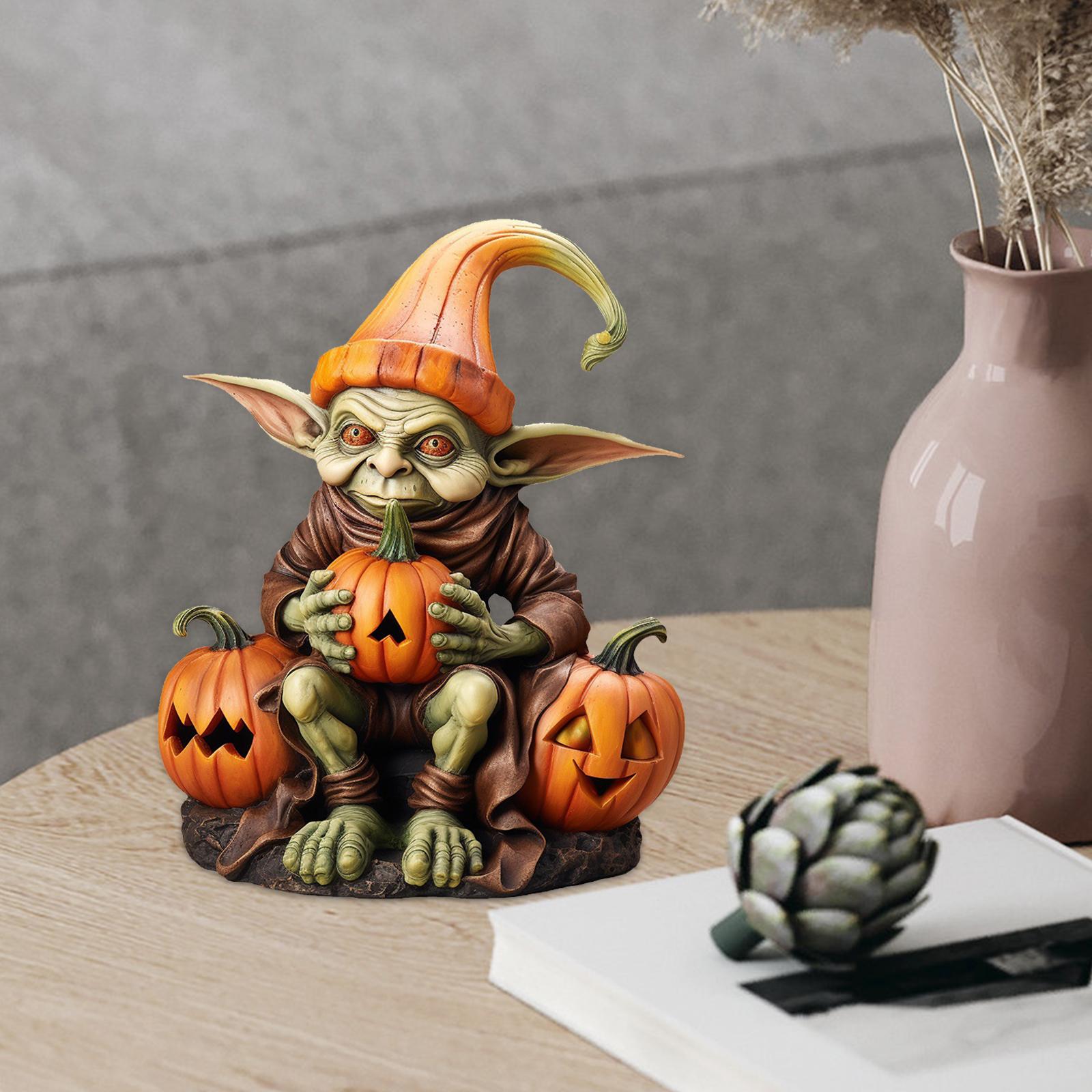 Halloween Decorations Ornaments Pumpkin Alien Figurine for Lawn Patio Indoor Style A