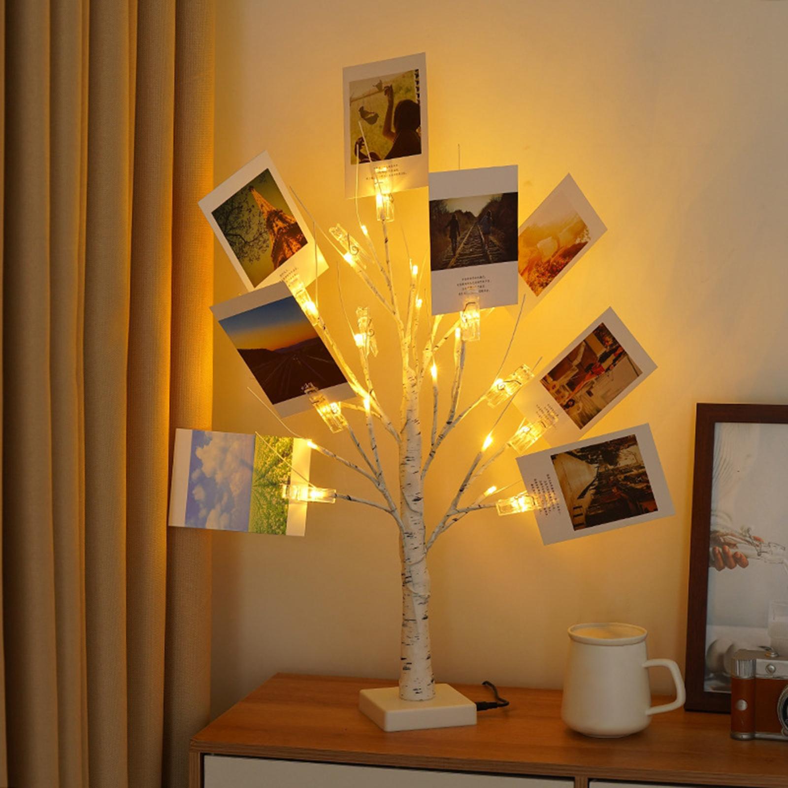 Tree with Lights Display Trees Stands with Clips Memo Bedroom LED Nightlight