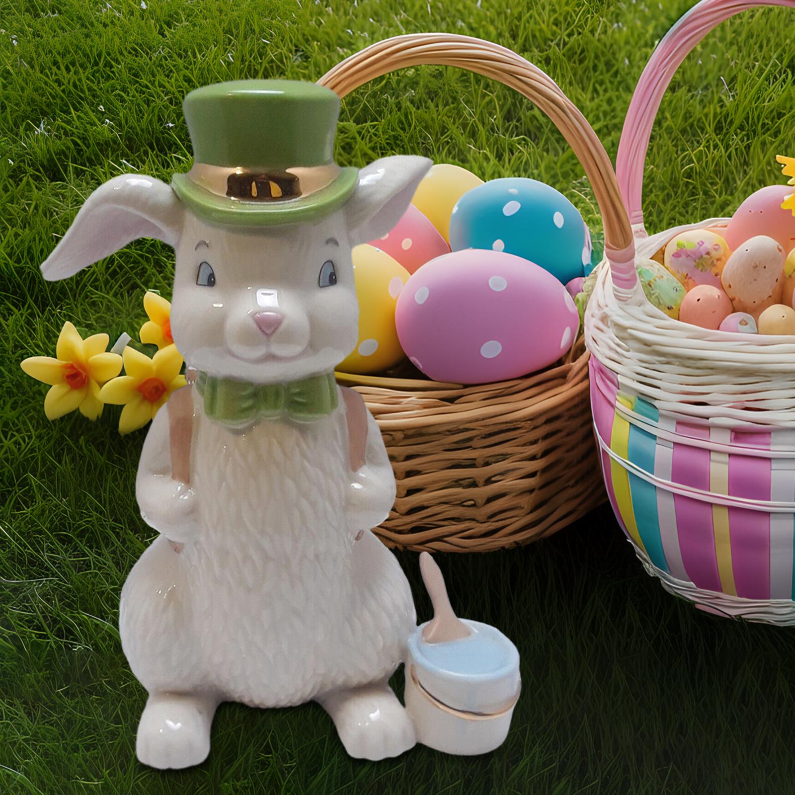 Easter Desktop Bunny Sculpture Easter Rabbit Figures for Kitchen Office Home