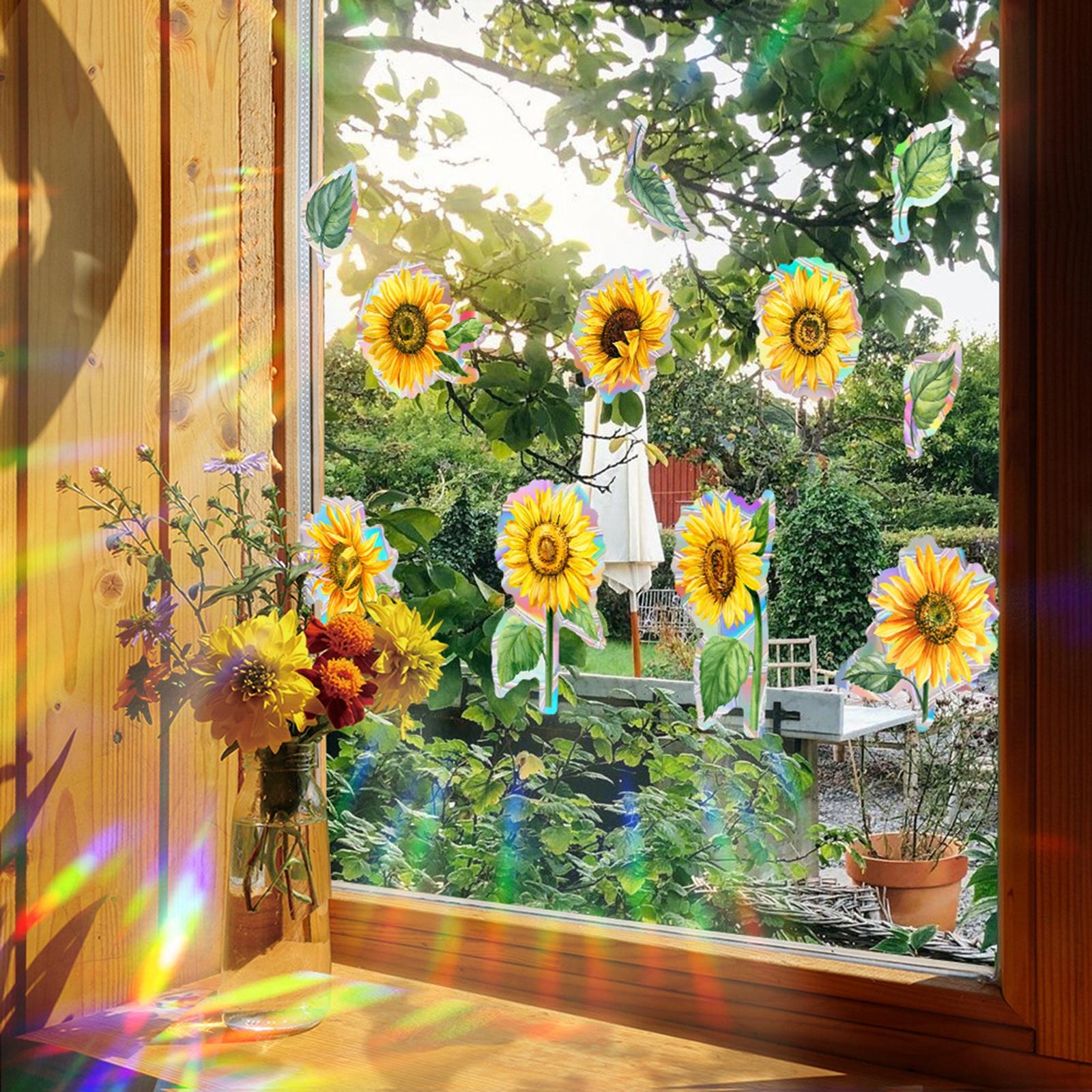Window Film Non Adhesive Glass Decal Rainbow making Window Cling Flower