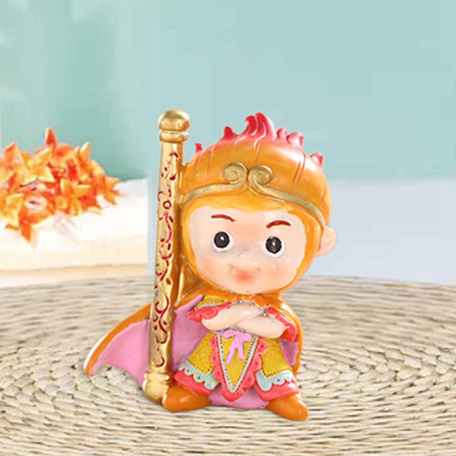 Cartoon Monkey Statue Monkey Sculpture Hallway Miniature Resin Figurine Purple Pink Cloak