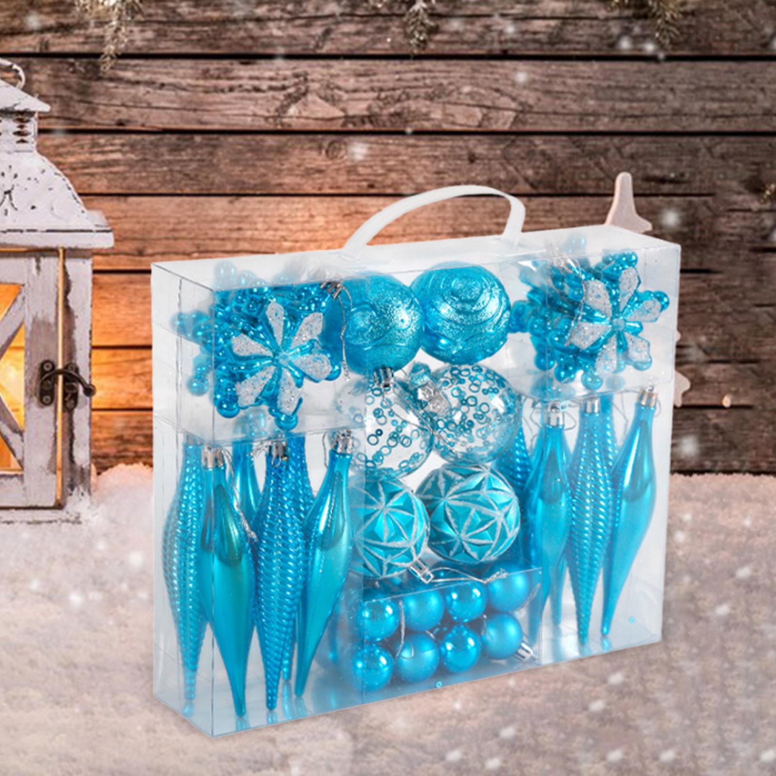 40Pcs Xmas Small Pendants Hanging Shatterproof for Party Holiday Celebration blue