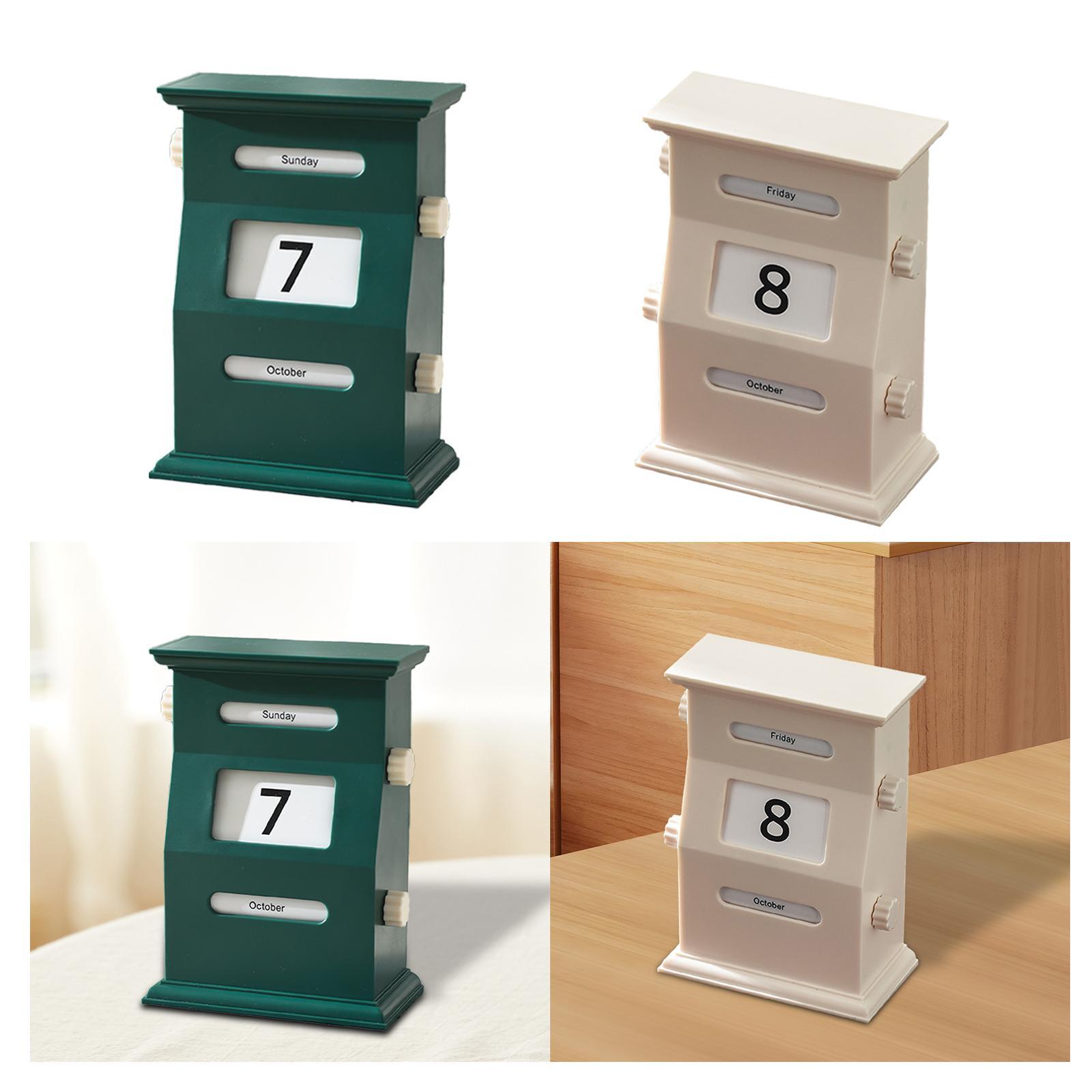 Rotating Perpetual Calendar Creative for Housewarming Gift Bookshelf Bedroom Green