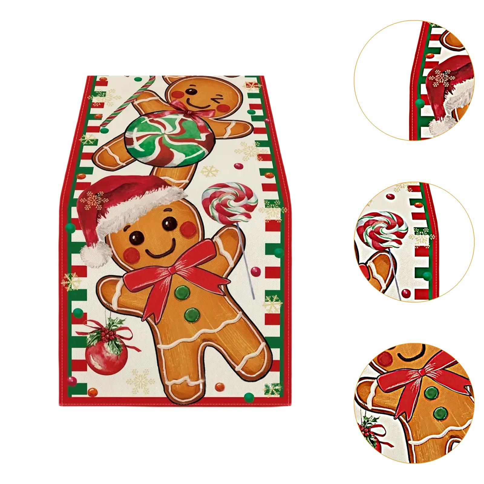 Rectangle Tablecloth Festival Seasonal Winter Cabinet Christmas Table Runner Gingerbread Man