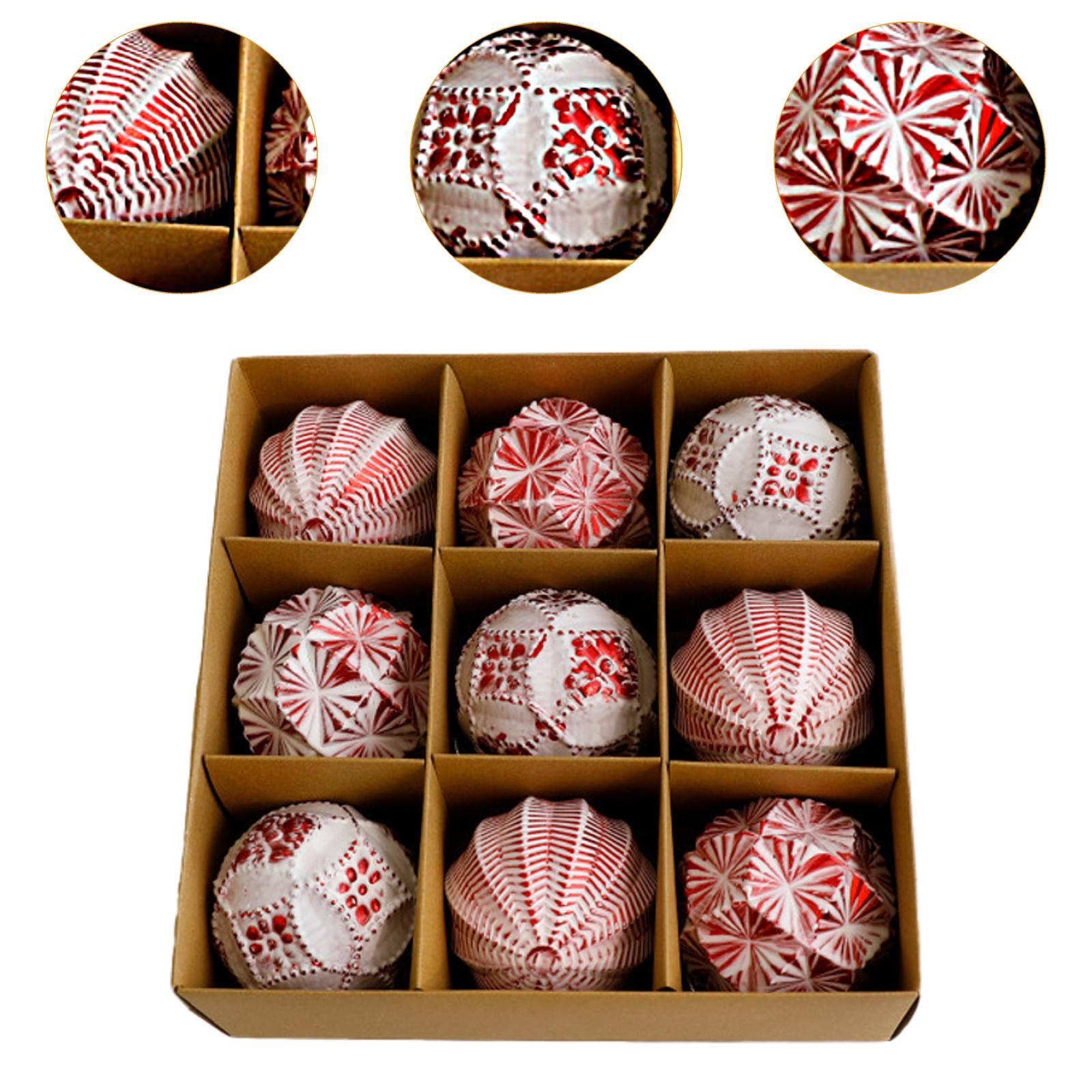 9 Pieces Christmas Ball Ornaments Christmas Tree for Festival Party red