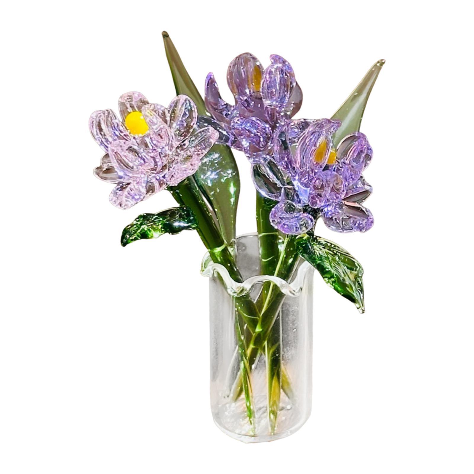 Glass Flower Figurine with Vase