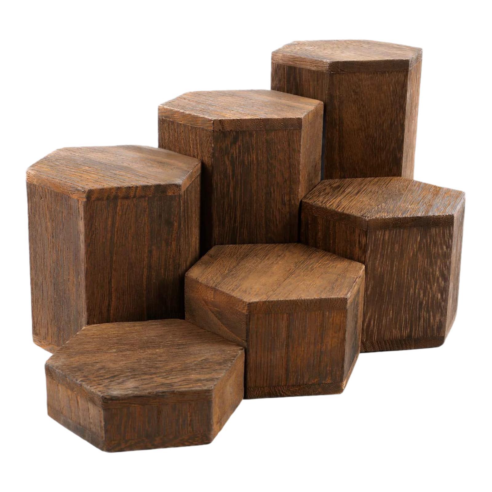 Wooden Hexagon Display Risers