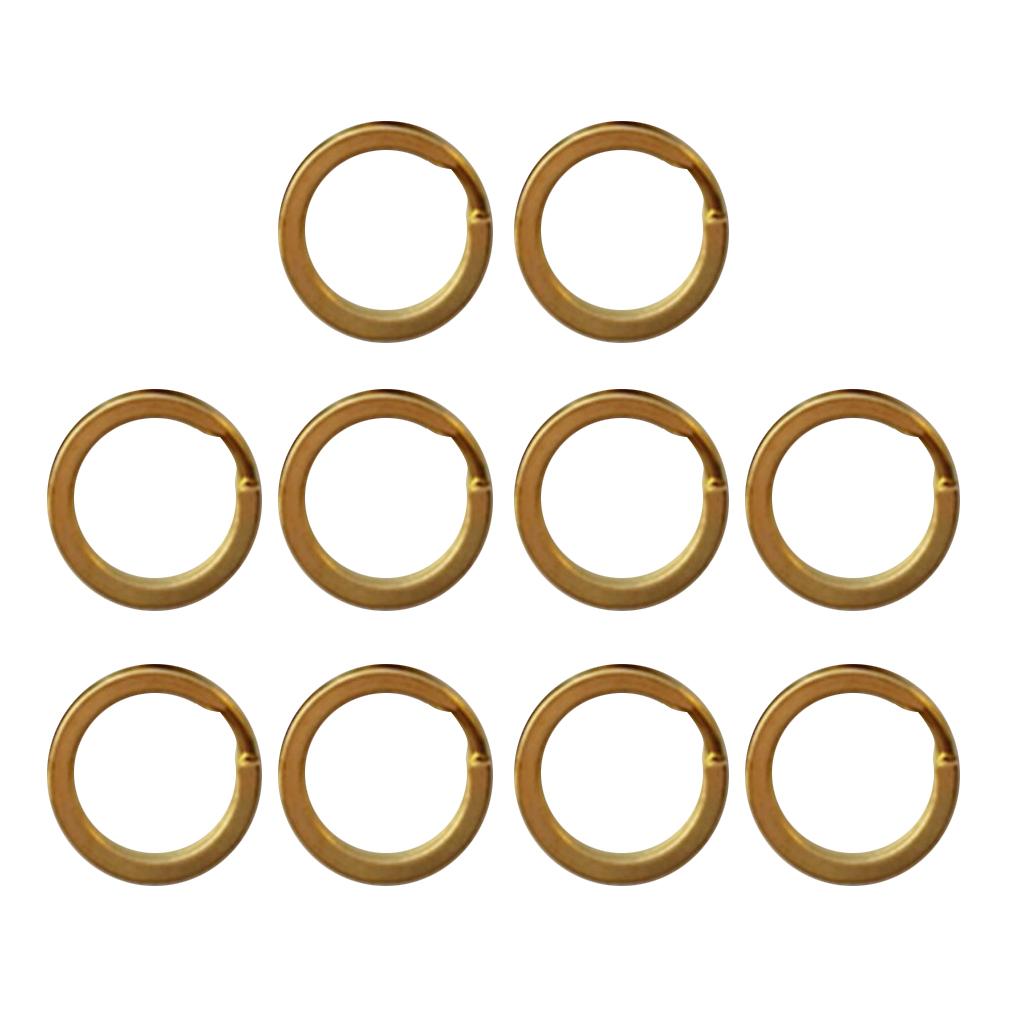 10Pcs Brass Flat Keyring Split Key Rings Loop Key Holder Keychain 15mm ...