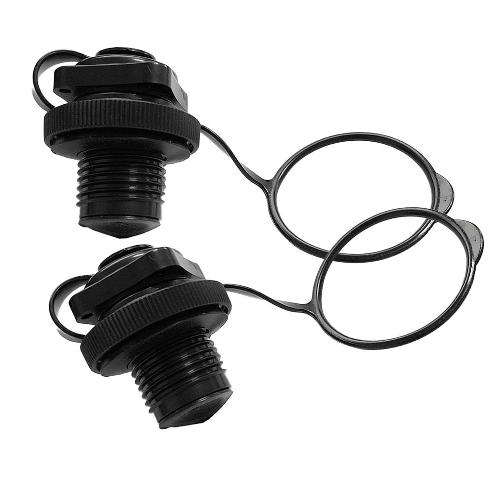 1 Pair Air Valve Caps Inflate Deflate Airlock Spiral Air Plugs Replacement Screw For Inflatable Boat Fishing Boats Raft Airbed, Black