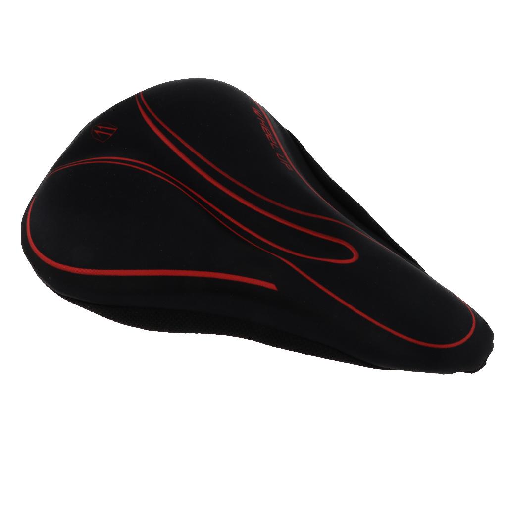 Bicycle Padded Seat Bike Seat Cover Cycle Saddle with Cushion Black+ Red