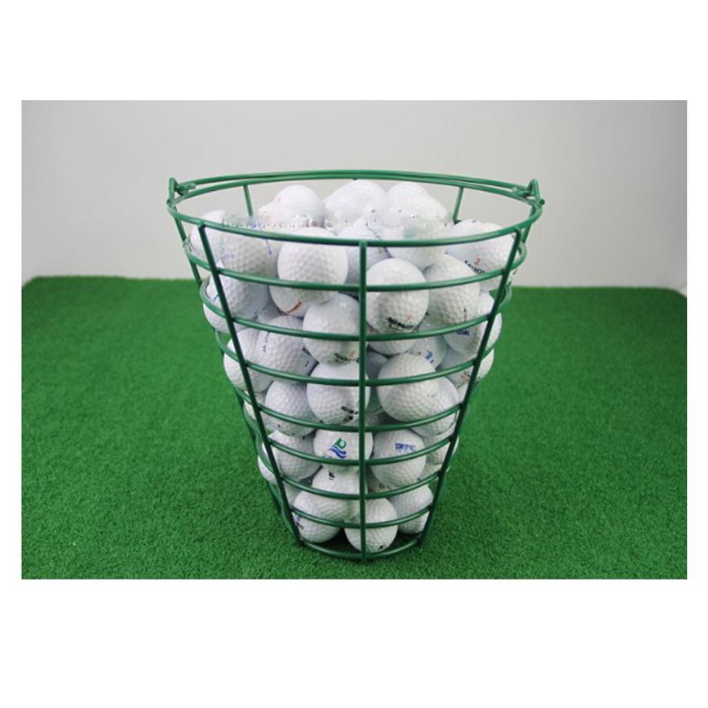 Golf Range Steel Wire Bucket Golfball Container Basket Green Fit 100 Balls 