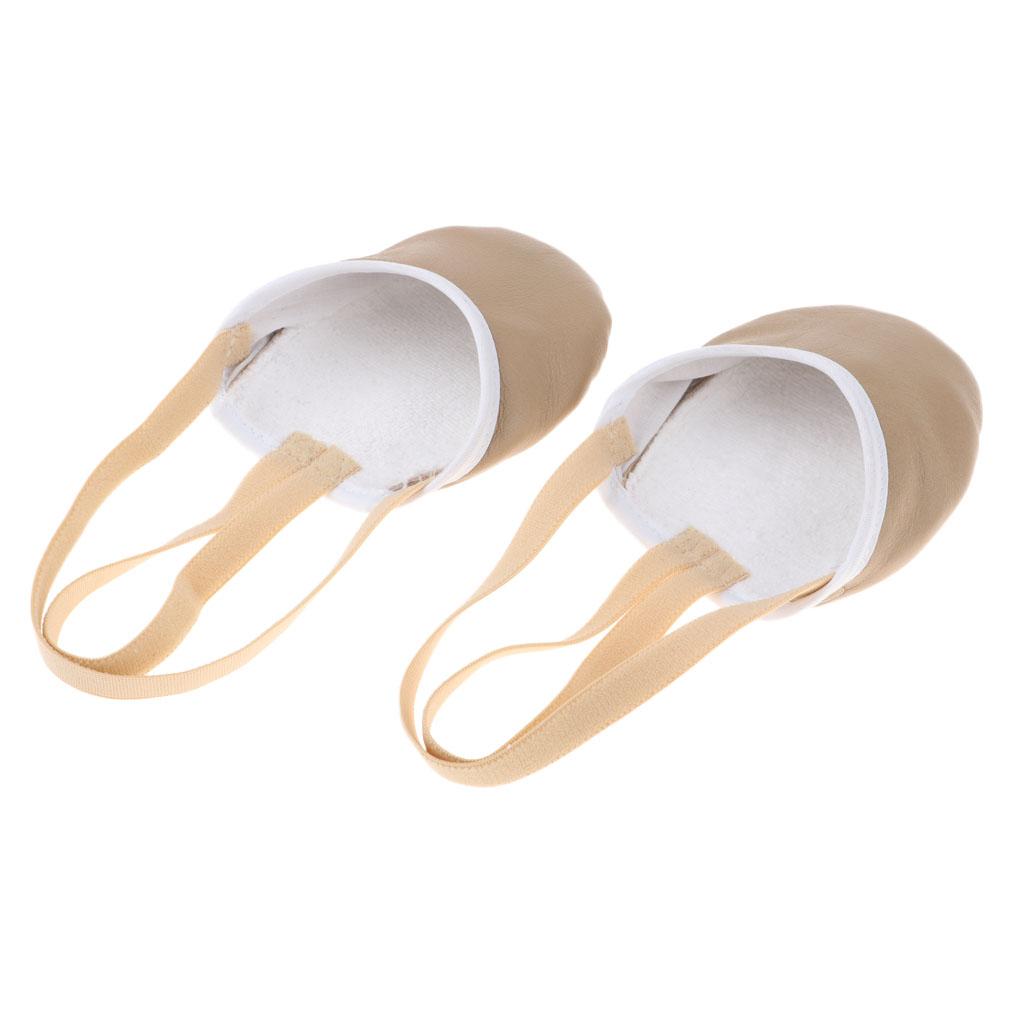 Women Girls Rhythmic Gymnastics Ballet Dance Leather Half Sole Toe Shoes 4X