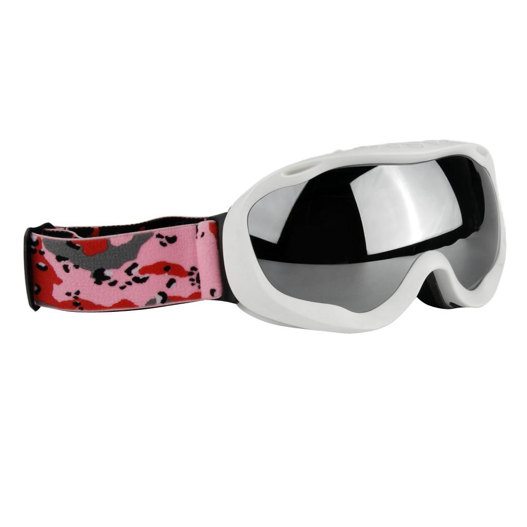 Winter Snow Goggles Ski Sun Snowboard Eyewear Mask White Frame Silver Lens