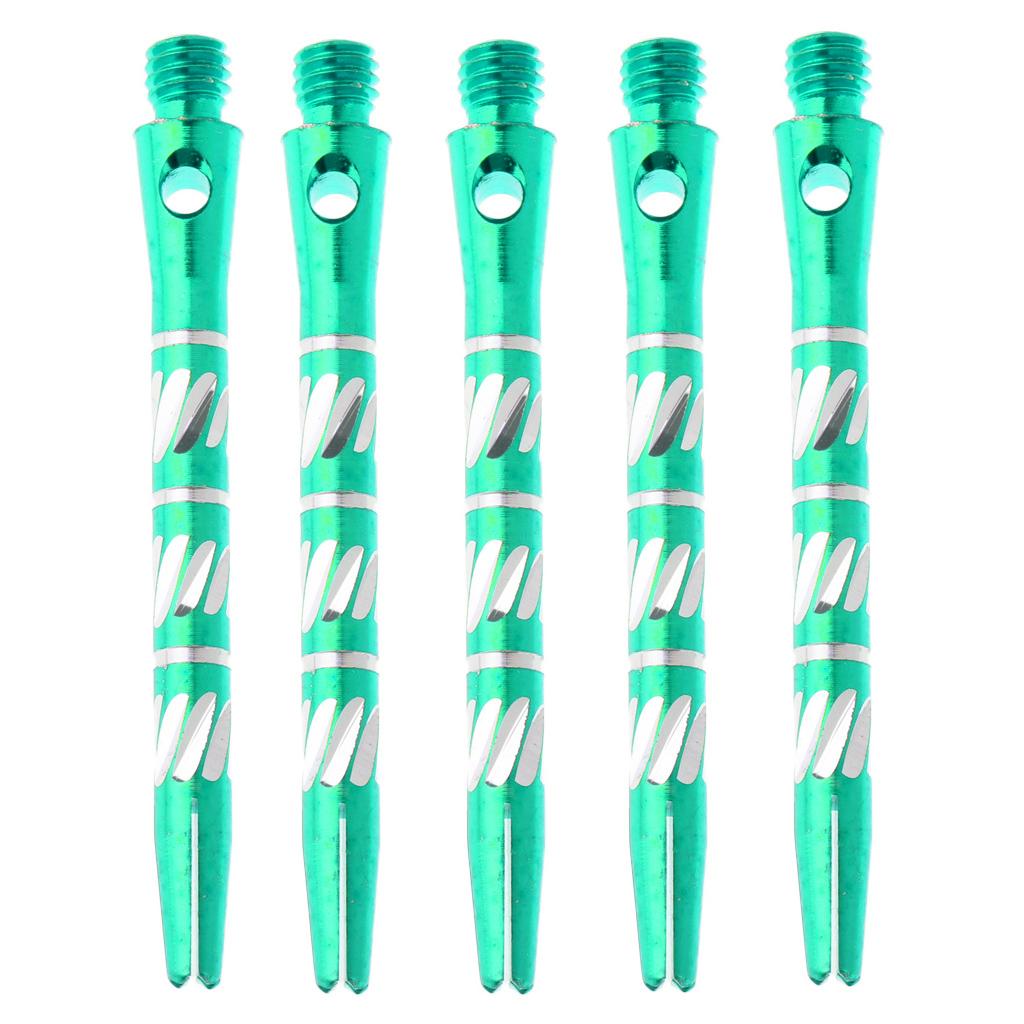 5 Pcs 50mm Thread Alloy Re-Grooved Dart Stems Shafts Silver Green