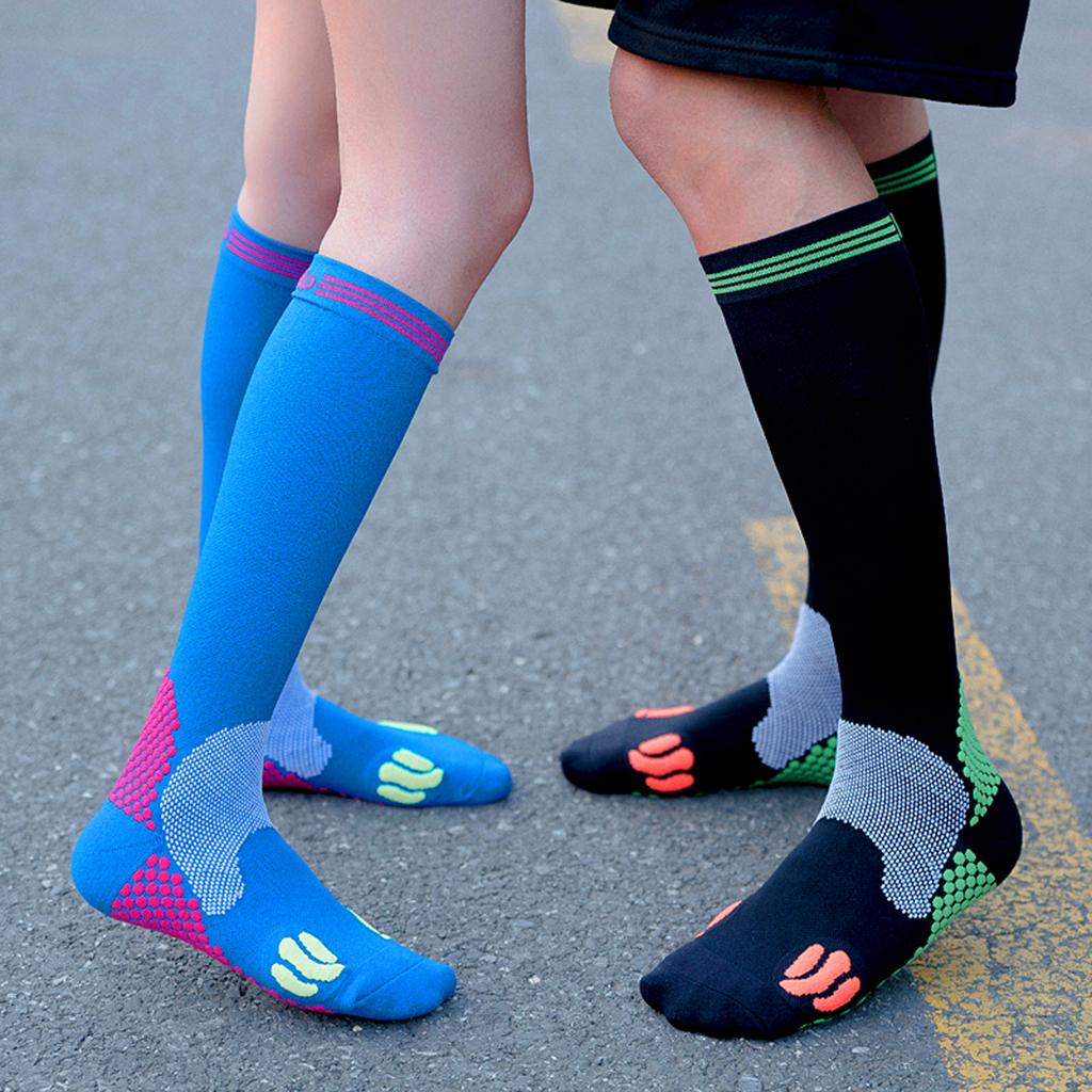 Women Men Winter Sports Hiking Socks Thermal Compression Stocking Sock Blue