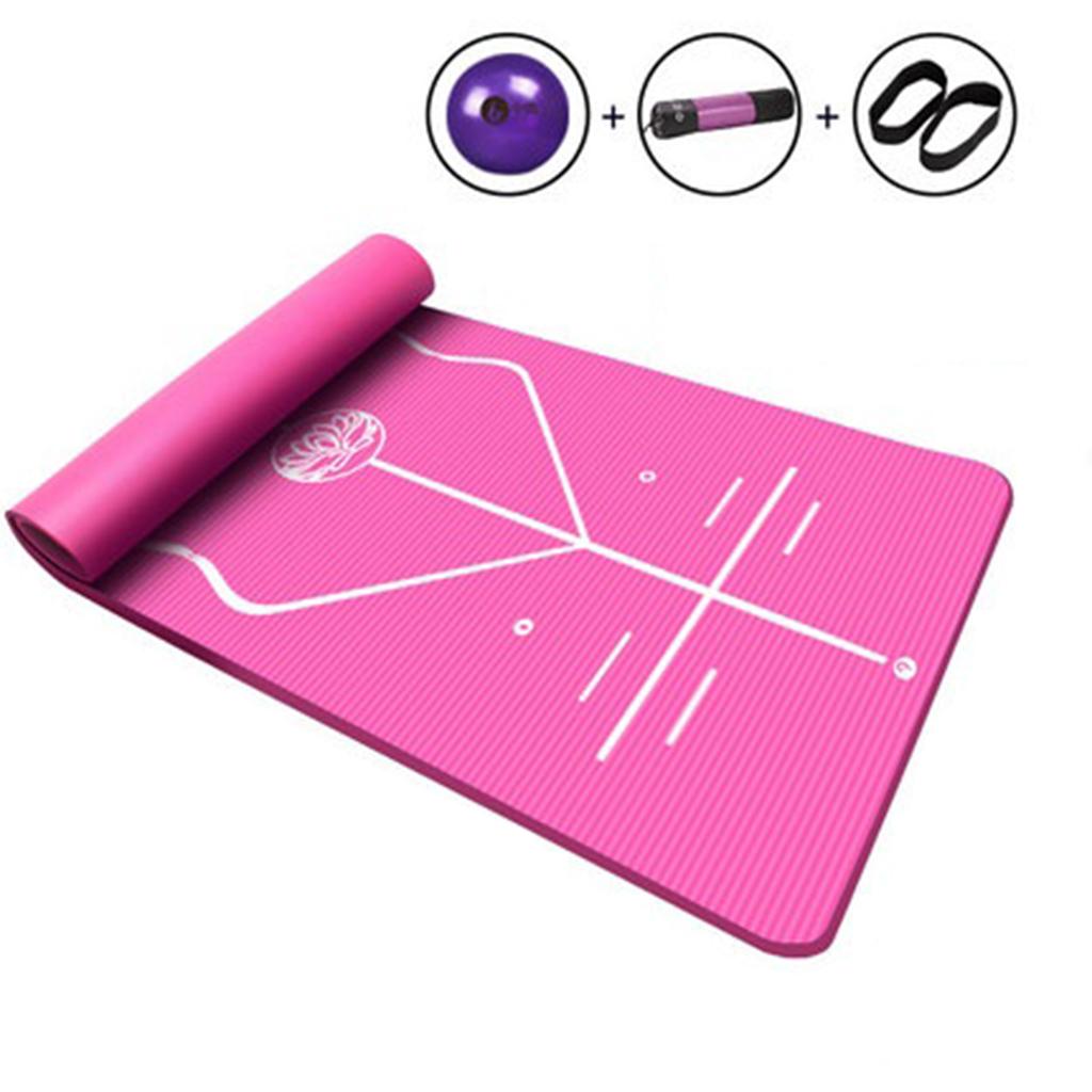 Household Yoga Mat Extended Skid Fitness Nitrile Rubber 72.83x35inch Pink