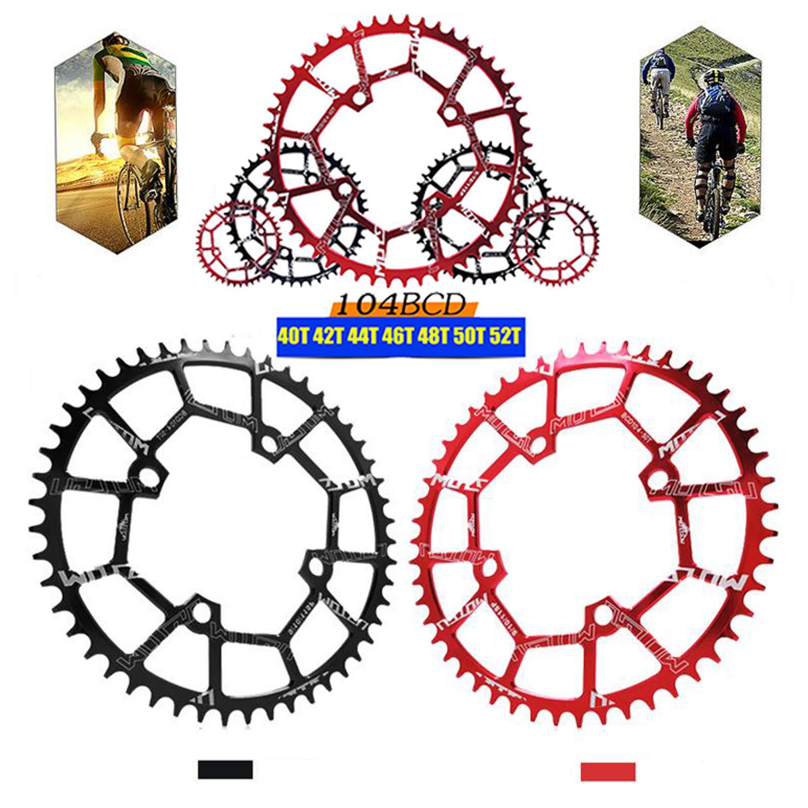 Bike Chainring 40T~52T 104BCD Chainwheel Bicycle Round Chain Ring Red 42T