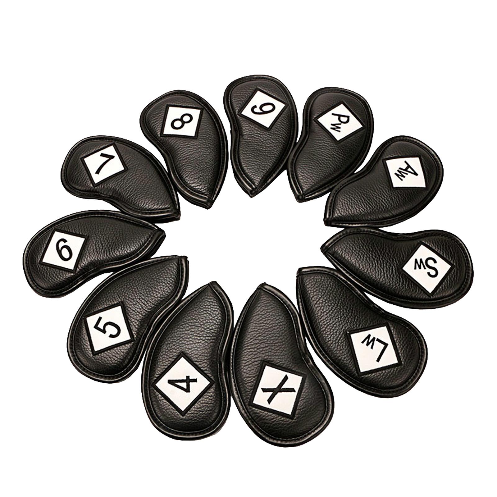 Golf Iron Headcover Club Head Cover Protection Sticker Closure Black+White