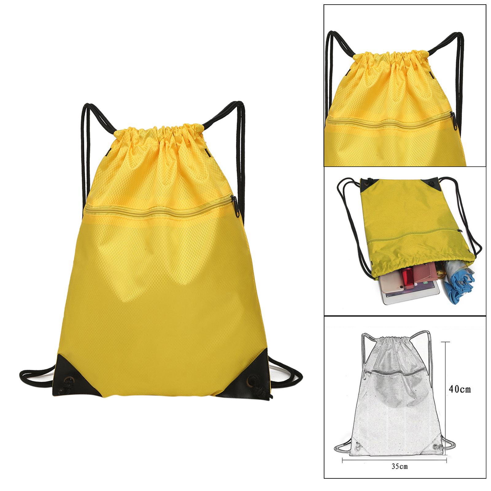 Travel Nylon Drawstring Bag Sack Beach Gym Backpack Shoes Bags Yellow