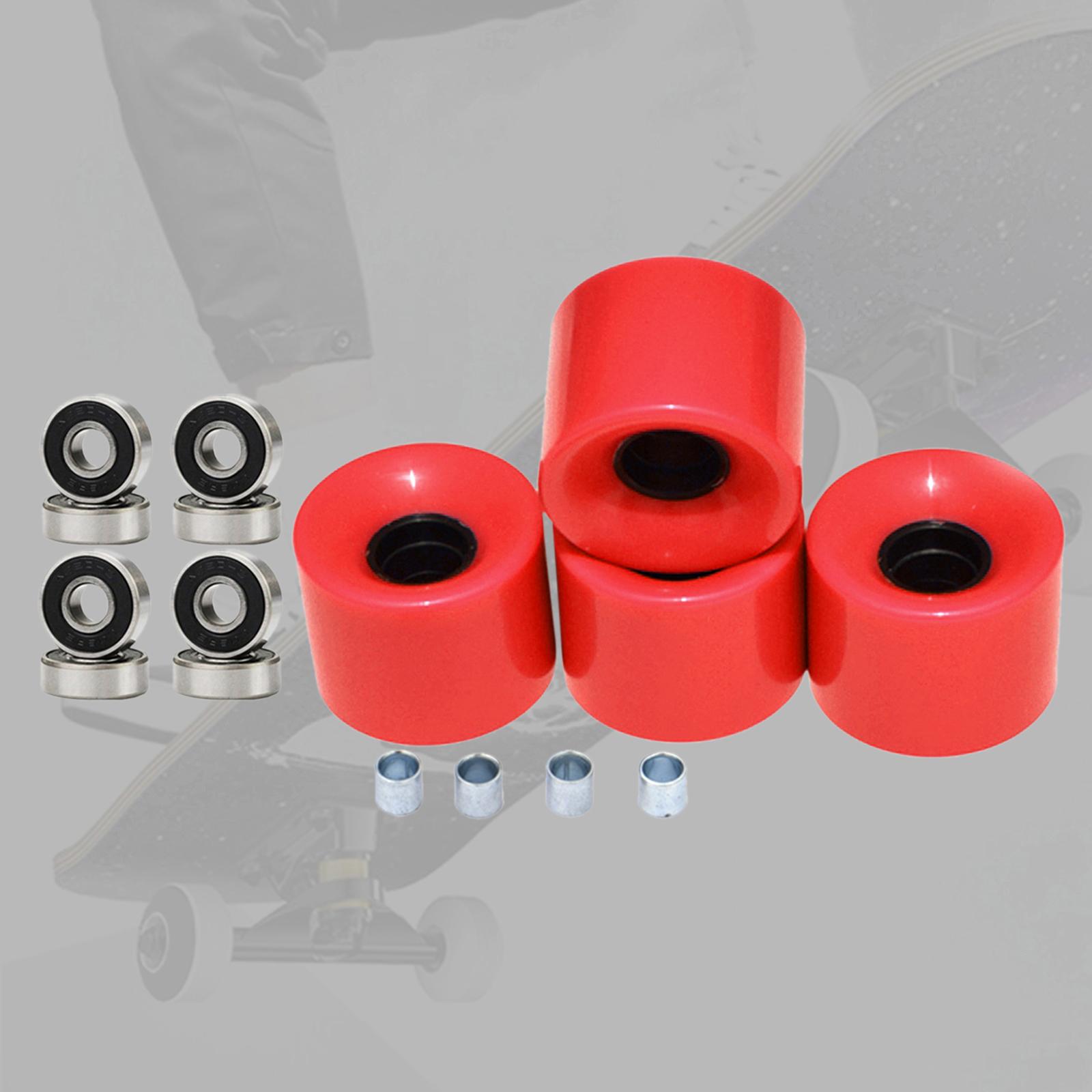 Skateboard Wheels with Bearings 60mm Wheels Set of 4 Red Black Cover