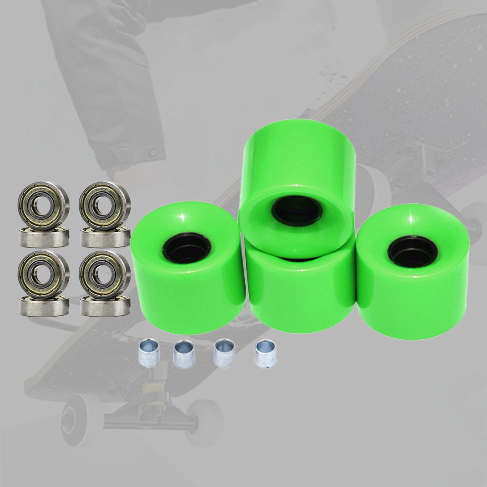 Skateboard Wheels with Bearings 60mm Wheels Set of 4 Green Gold Cover