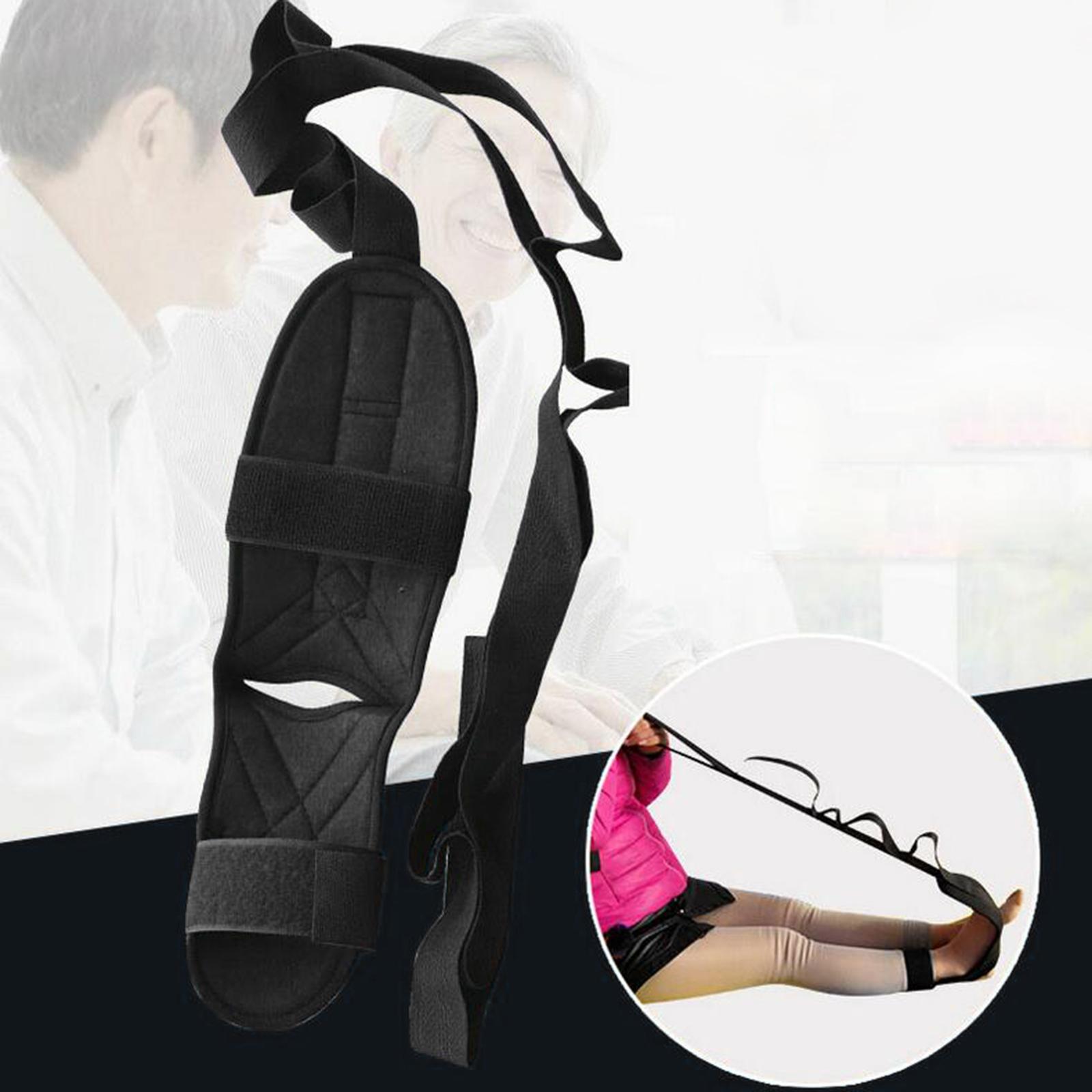 Yoga Stretching Strap Calf Leg Stretcher Tendonitis Band for Exercise Black