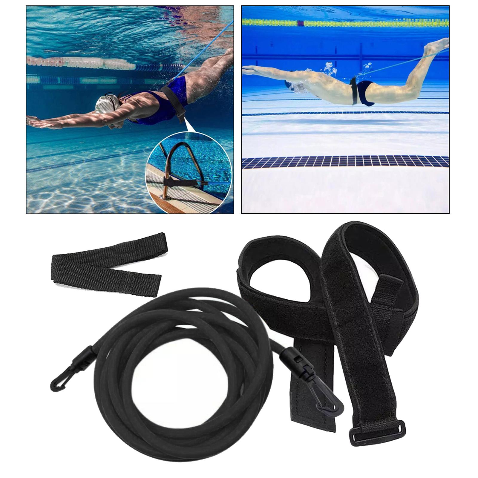 4m Swimming Resistance Belt Swim Tether Trainer Training Aids Black 10mm