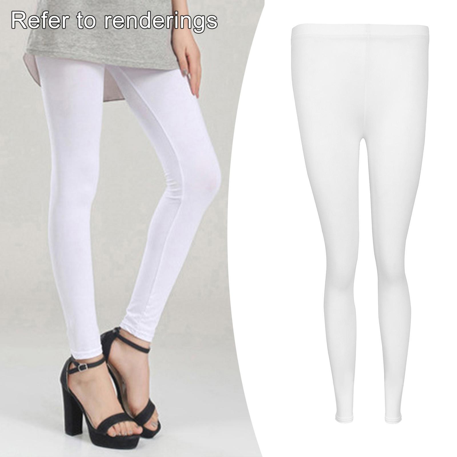 Women's Leggings Pants Cool Ice Silk Breathable step on white L