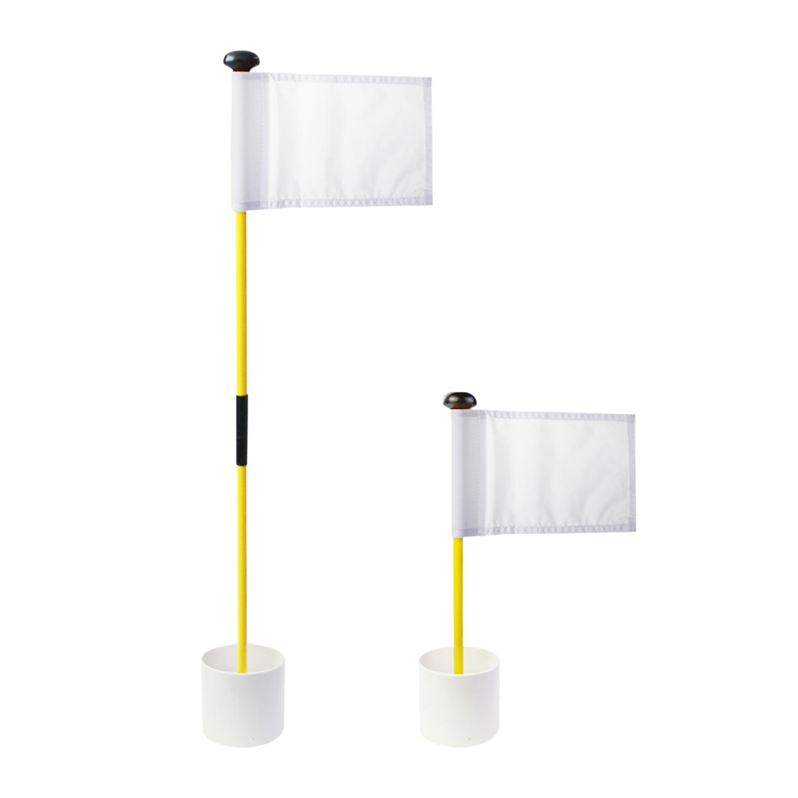 Backyard Practice Golf Hole Pole Flag Cup Stick Folding Putting Flagstick White