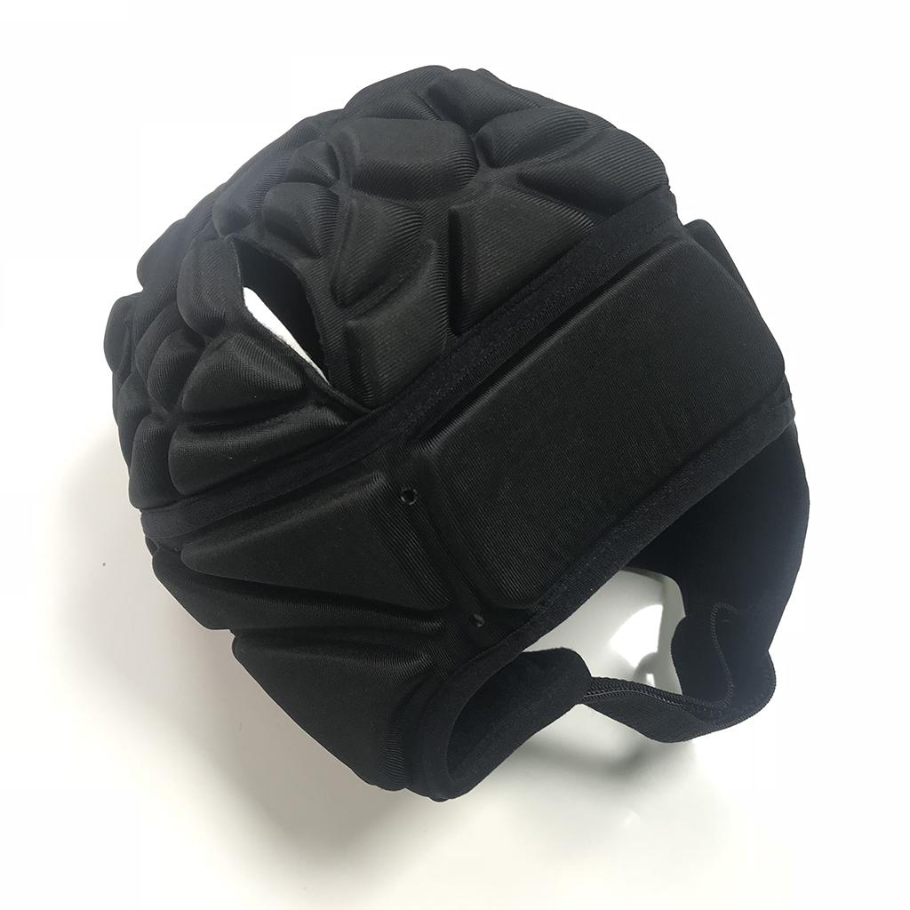 EVA Sponge Rugby Helmet Headguard Adjustable for Hockey Paintball Soccer black