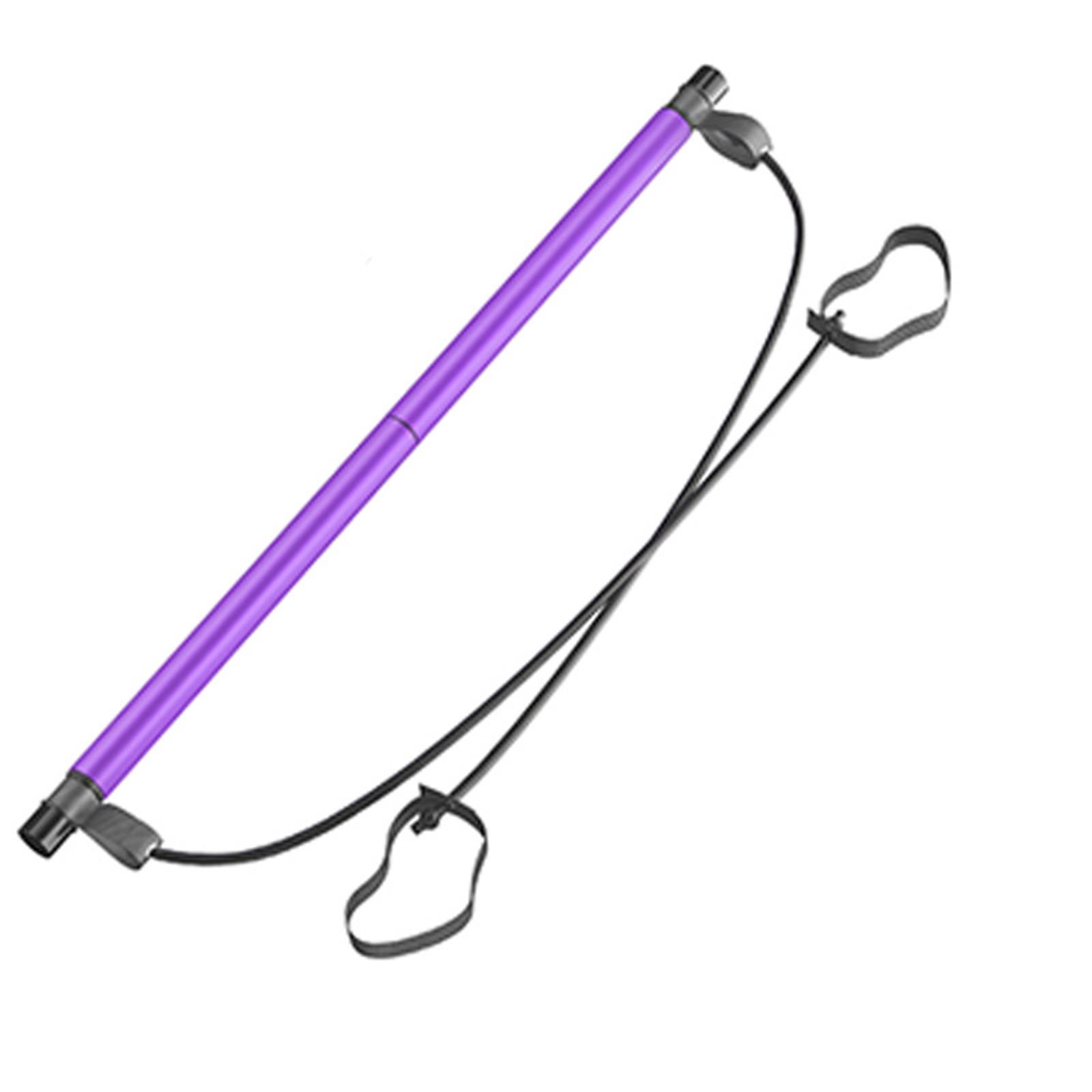 Portable Pilates Bar Gym Stick Exercise Resistance Band Fitness Purple